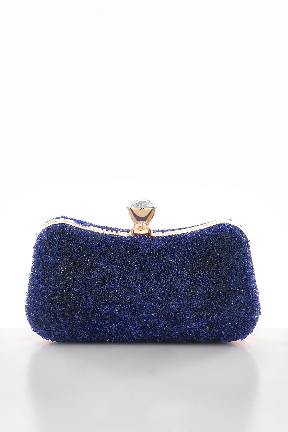 Kristal Taşlı Metal Saplı  Şık Abiye Çanta.