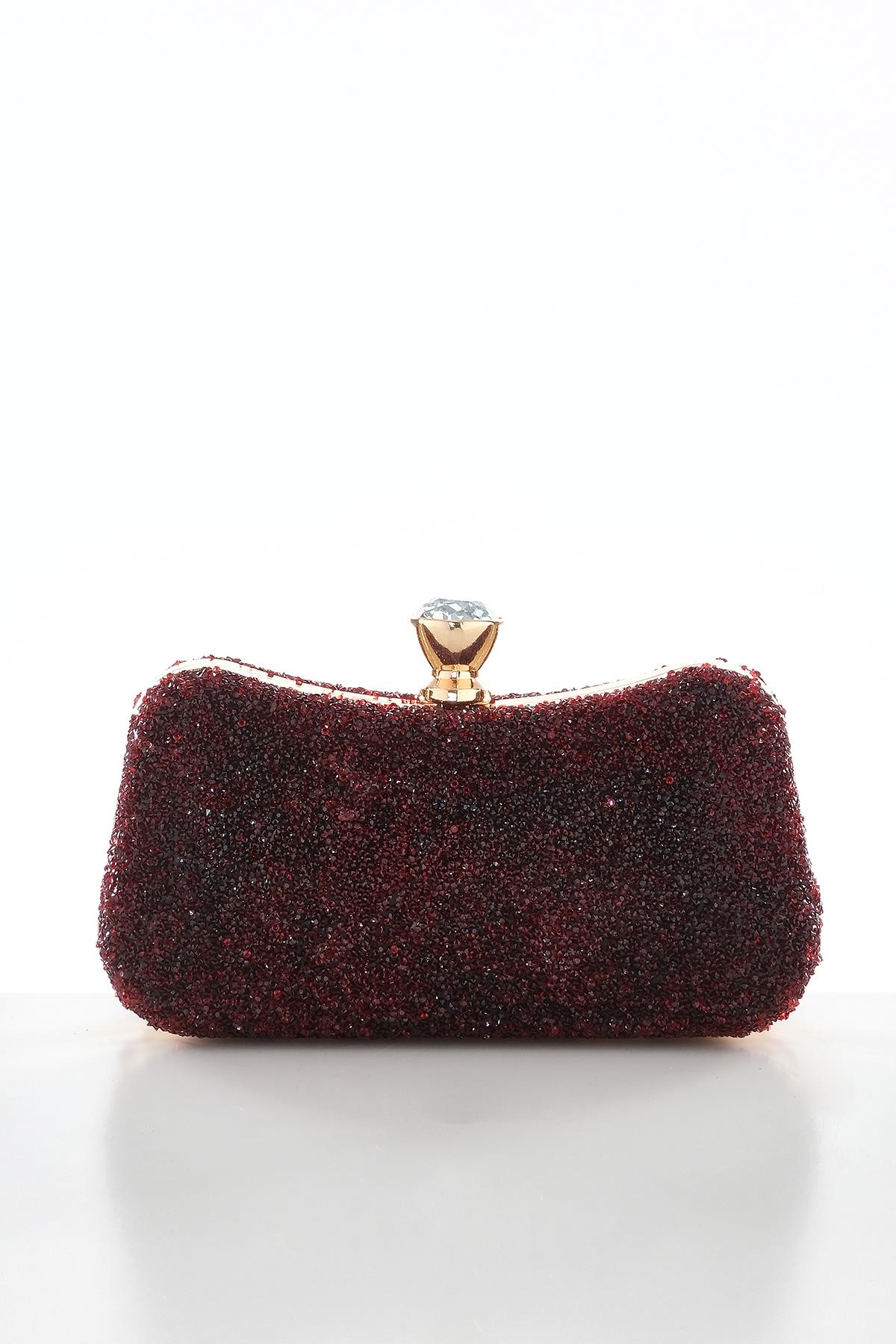 Kristal Taşlı Metal Saplı  Şık Abiye Çanta.