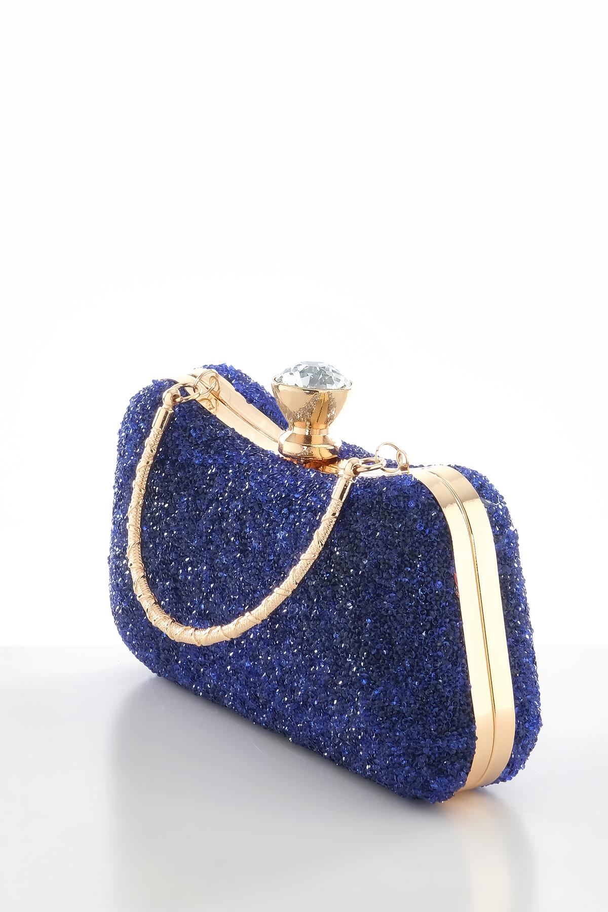 Kristal Taşlı Metal Saplı  Şık Abiye Çanta.