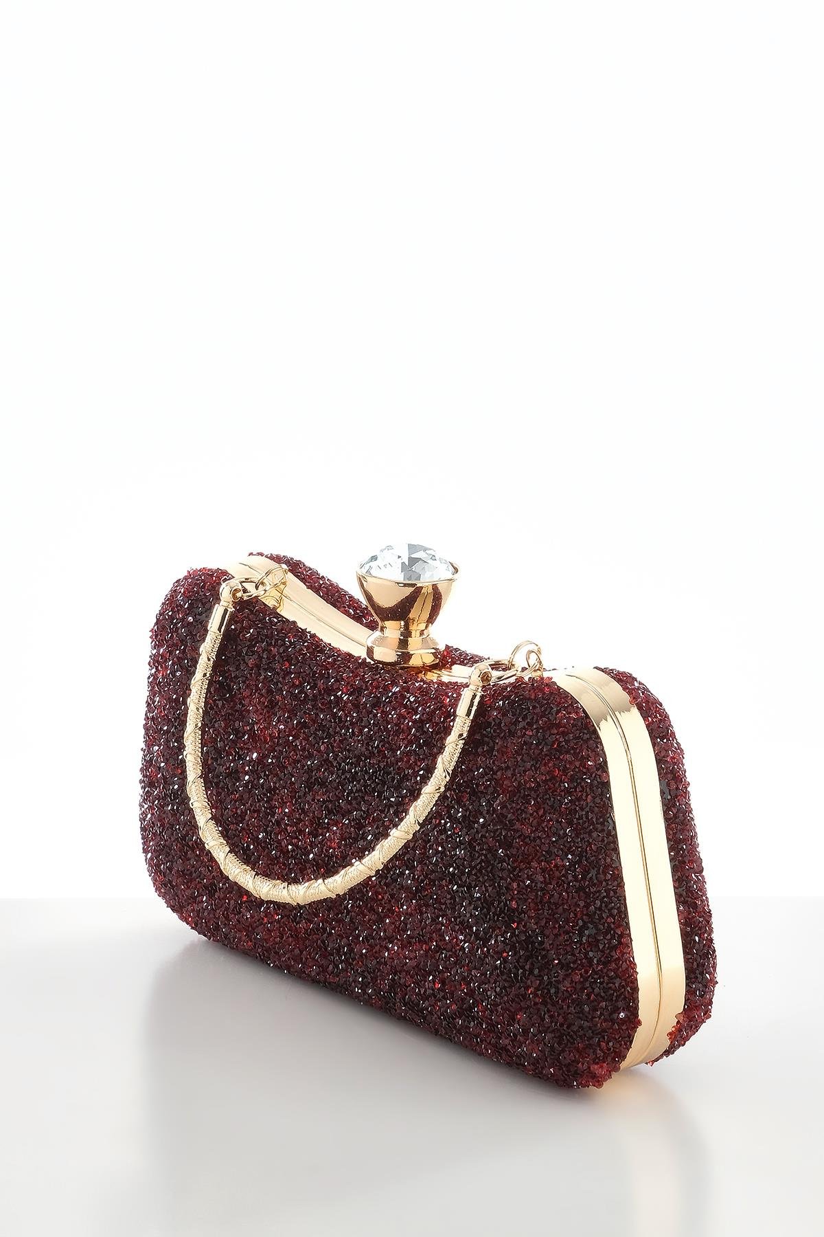 Kristal Taşlı Metal Saplı  Şık Abiye Çanta.