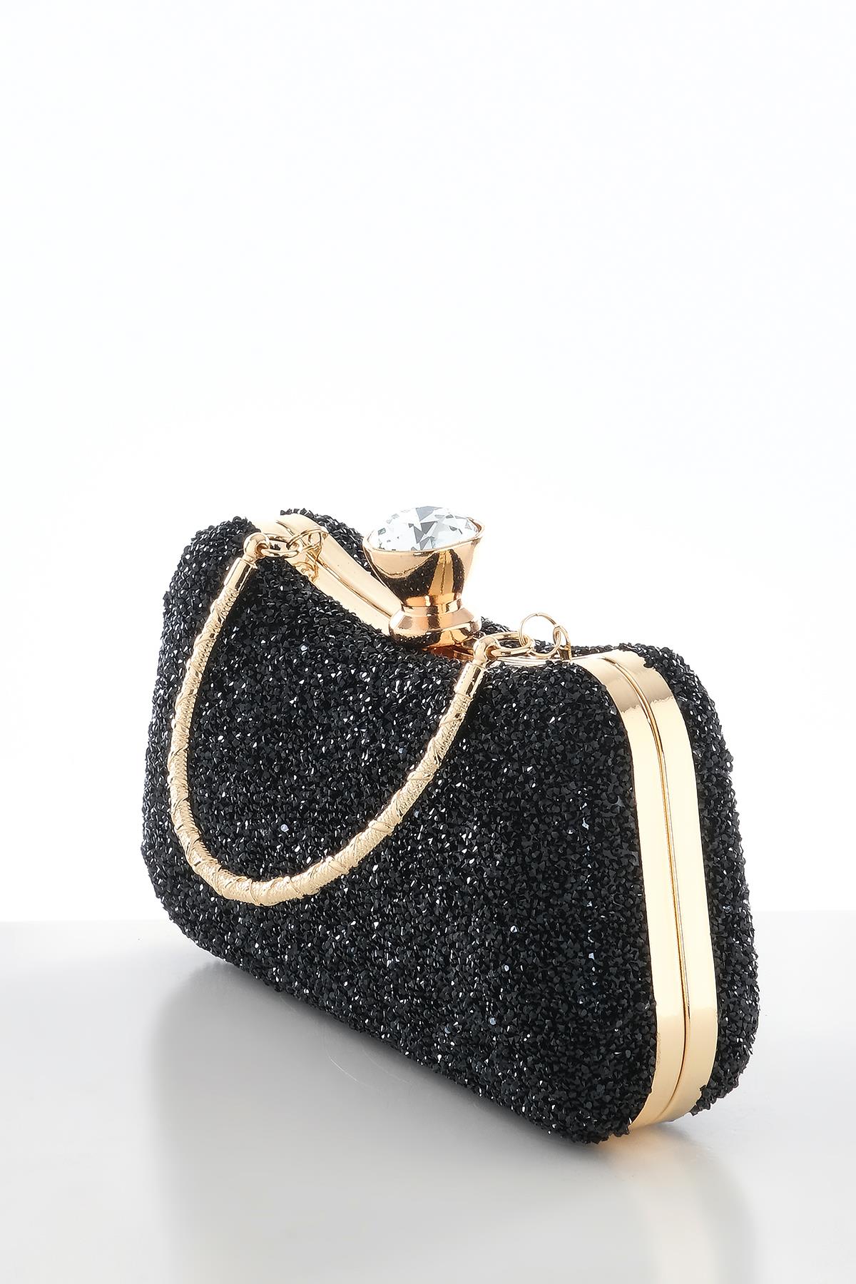 Kristal Taşlı Metal Saplı  Şık Abiye Çanta.