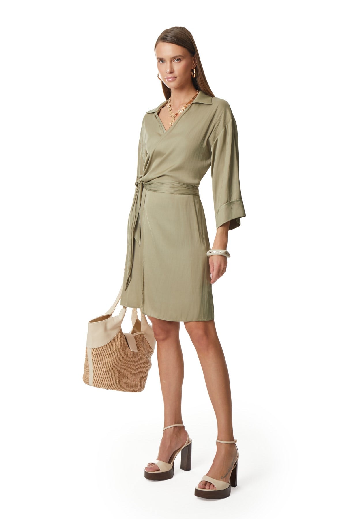 Kruvaze Bağlamalı Elbise