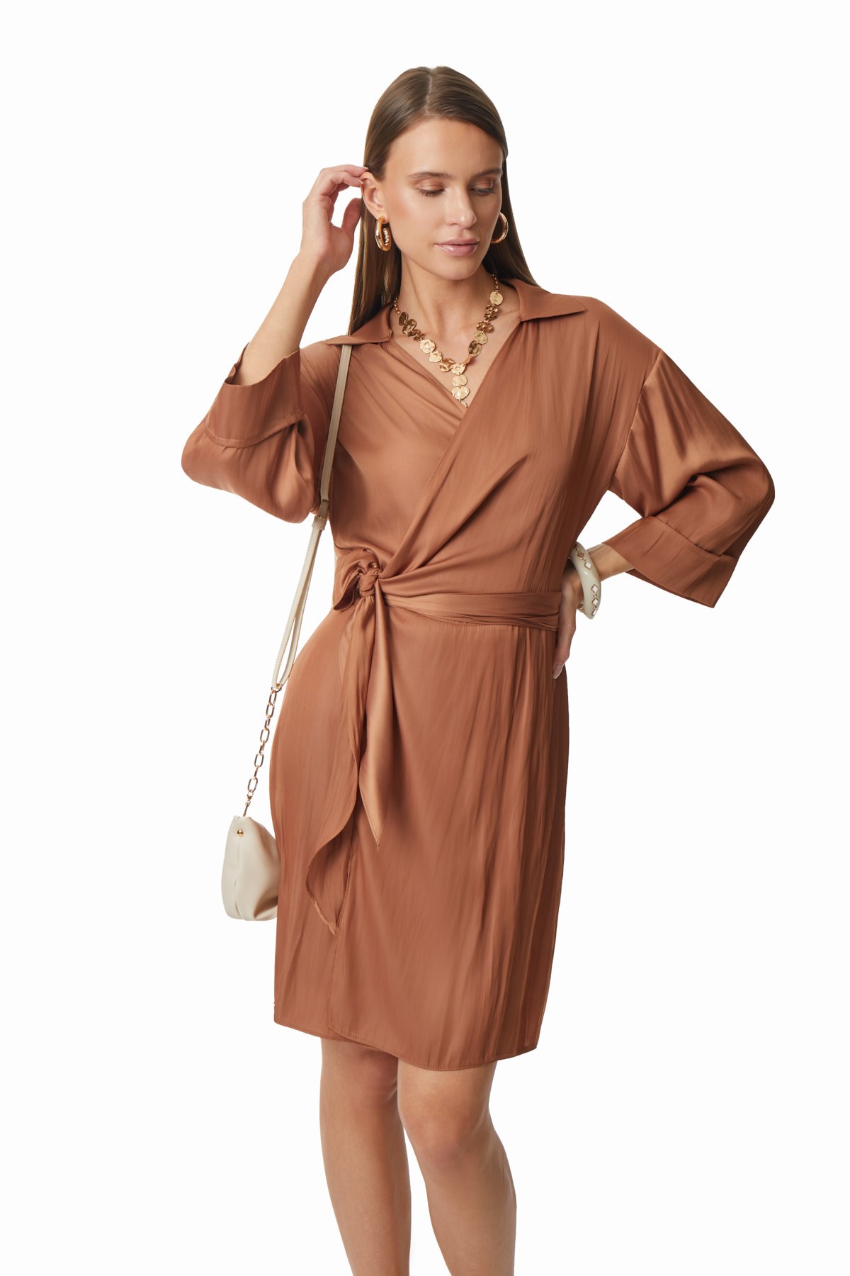 Kruvaze Bağlamalı Elbise