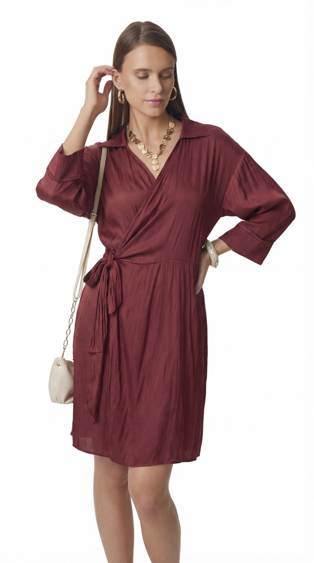 Kruvaze Bağlamalı Elbise