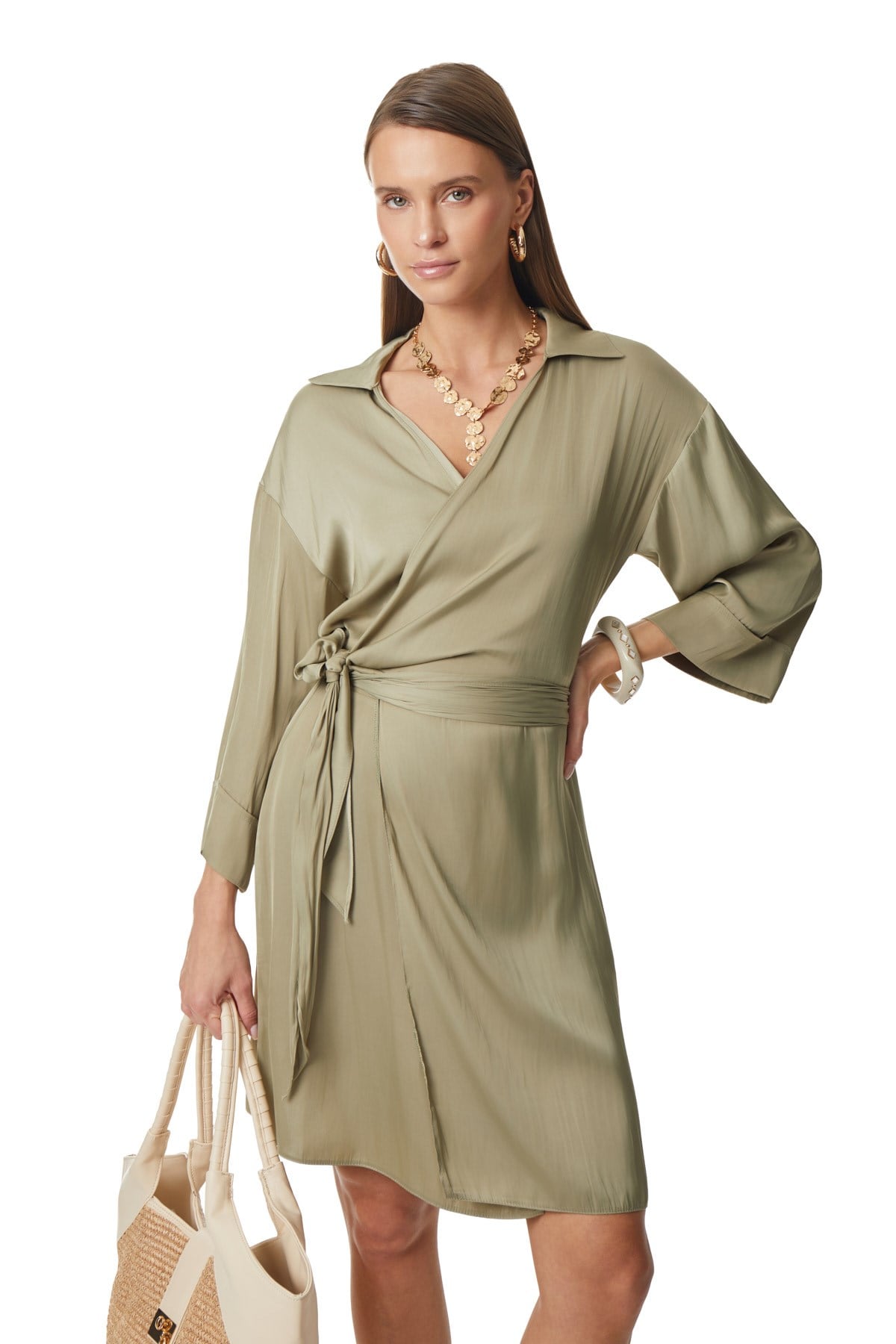 Kruvaze Bağlamalı Elbise