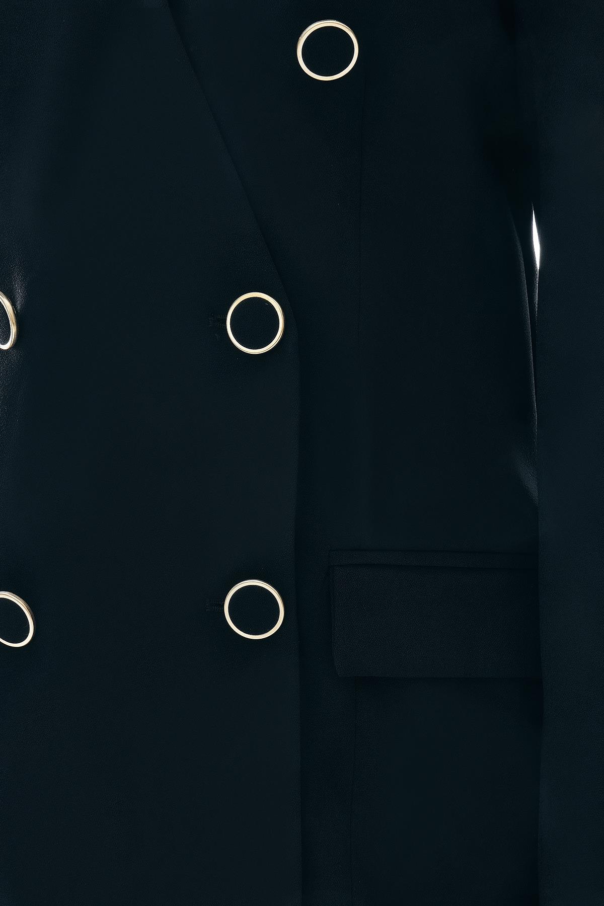 Kruvaze Düğme Detaylı Şık Ceket Pantolon Takım