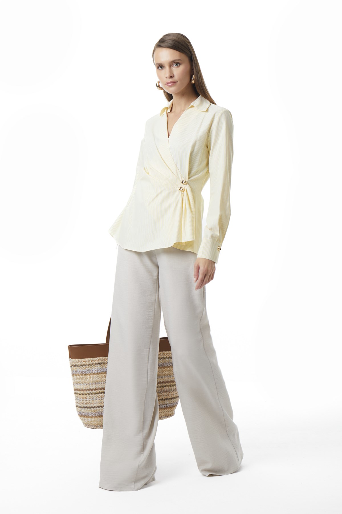 Kruvaze Önden Düğmeli Gömlek