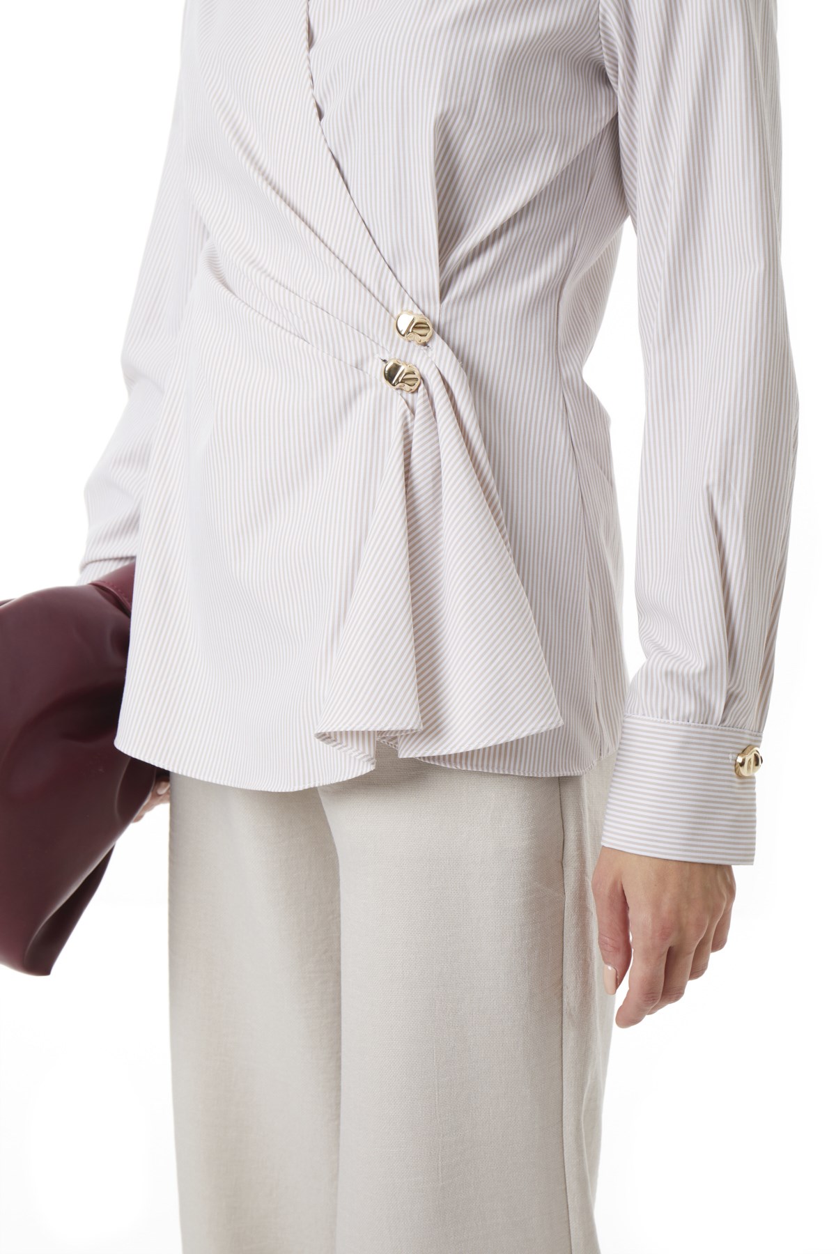 Kruvaze Önden Düğmeli Gömlek