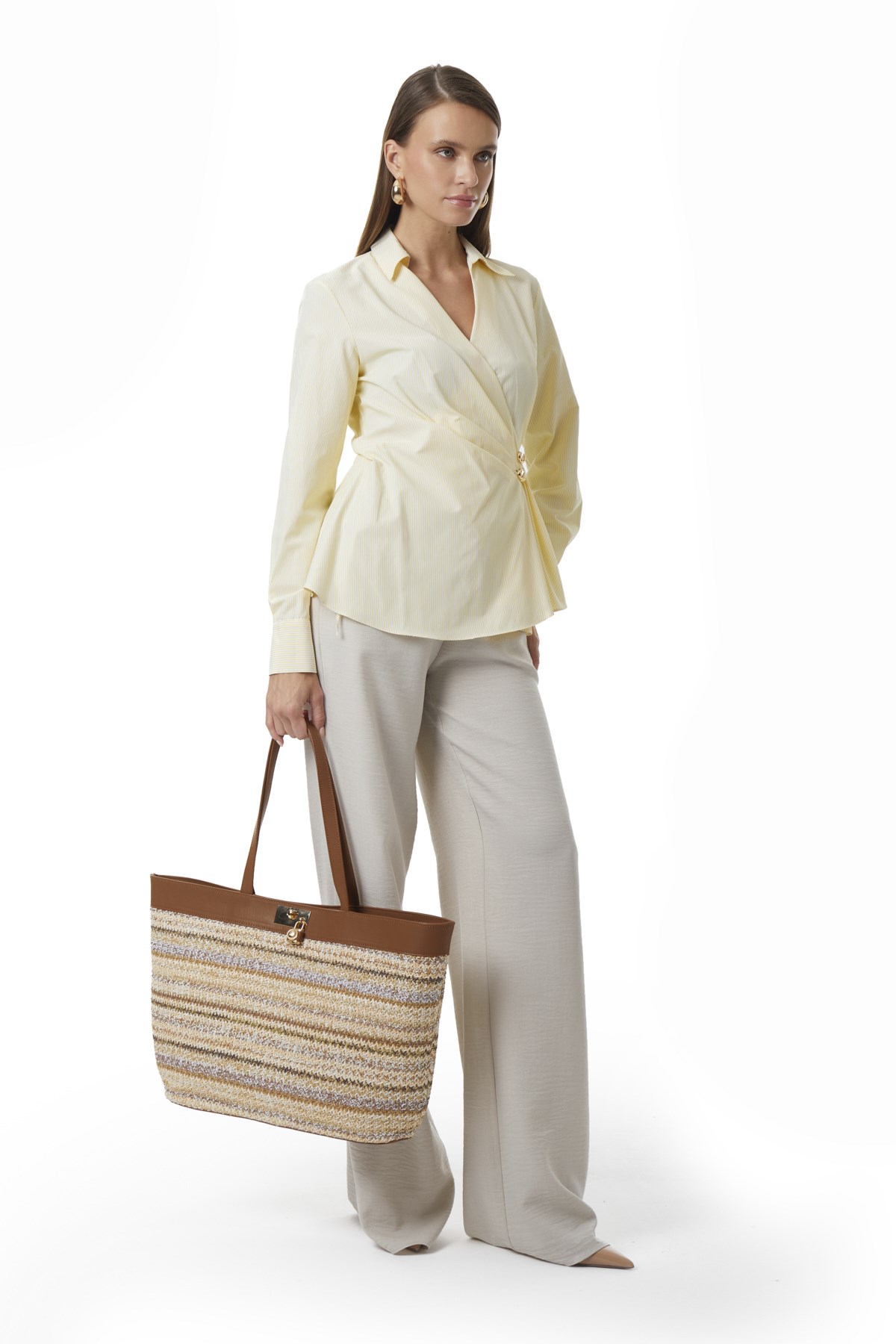 Kruvaze Önden Düğmeli Gömlek