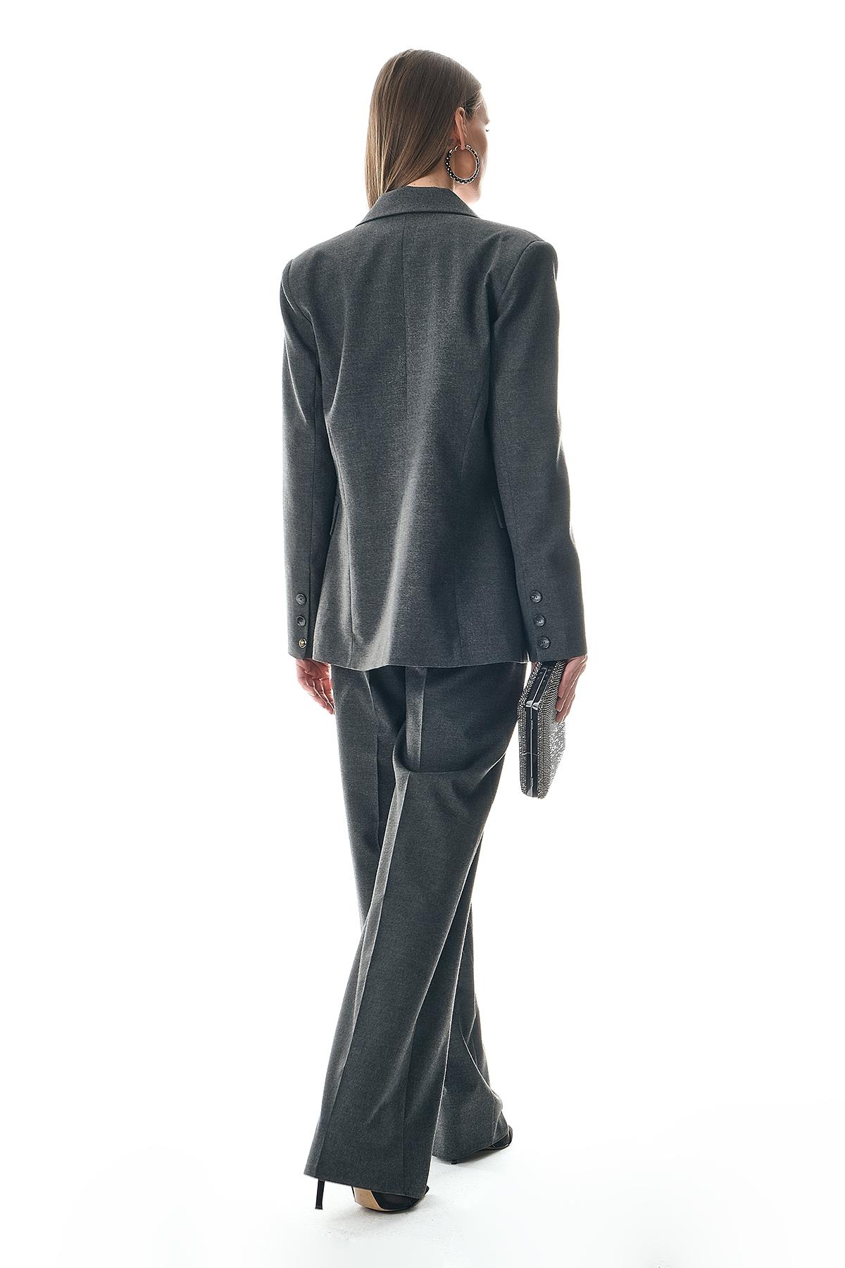 Kuşaklı Çift Kemerli Beli Lastikli Pantolon