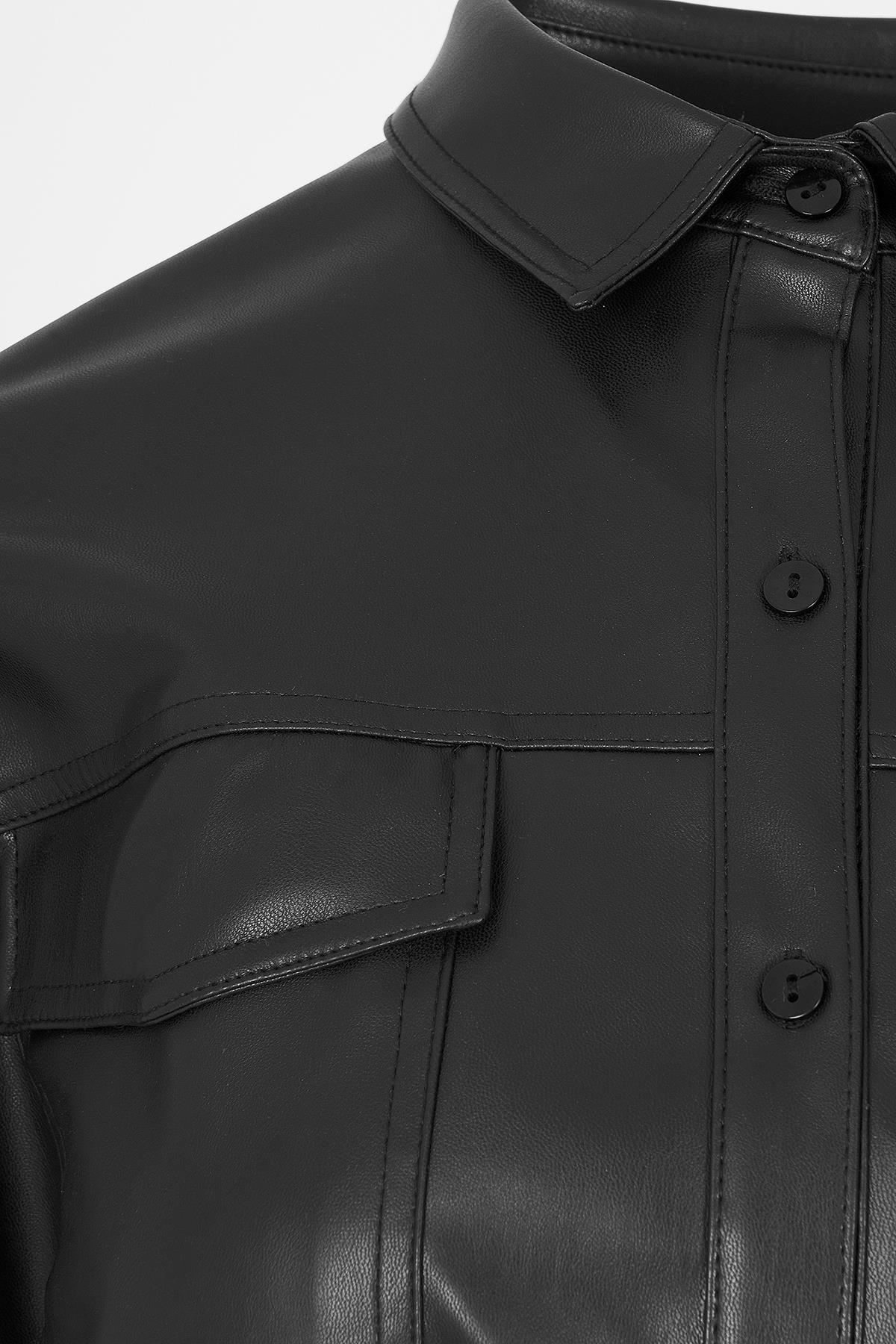 Kuşaklı Suni Deri Ceket