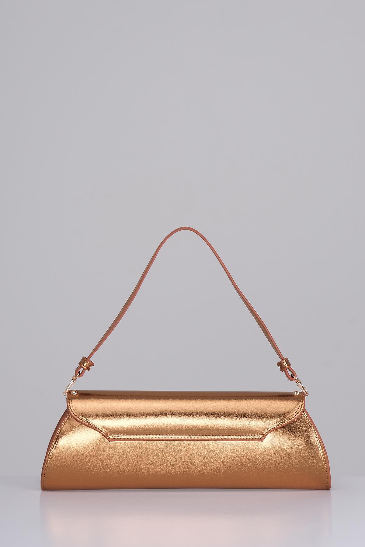 Metalik Parlak Deri Tasarım Abiye Çanta