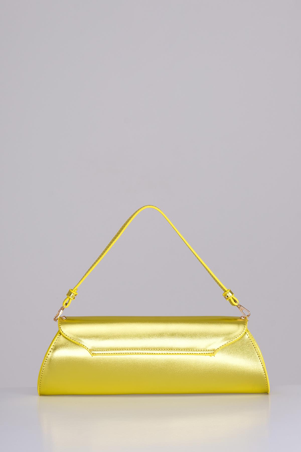 Metalik Parlak Deri Tasarım Abiye Çanta