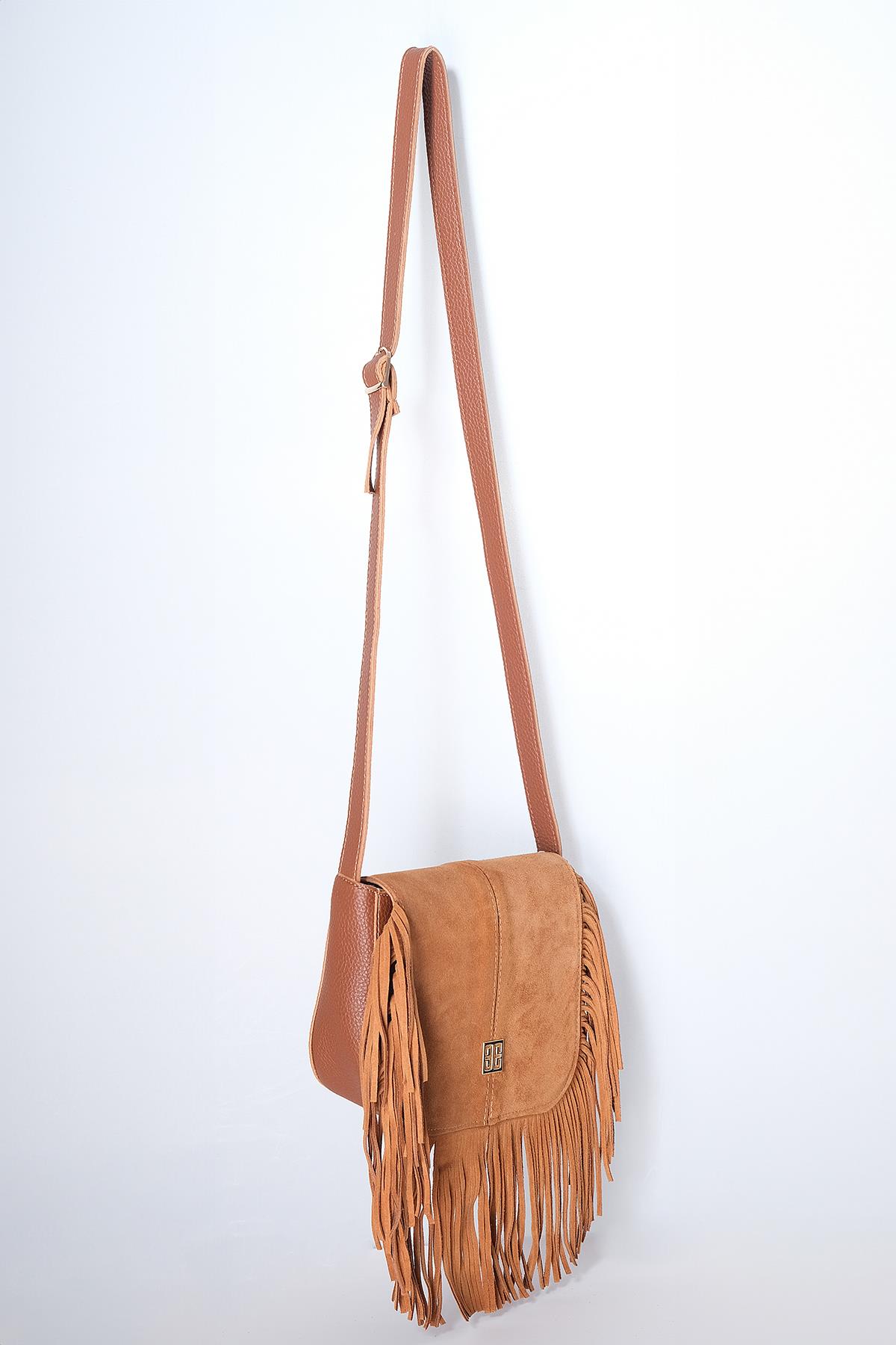 Mumlu Özel Kumaş Kolon Askılı Çift Saplı City Çanta