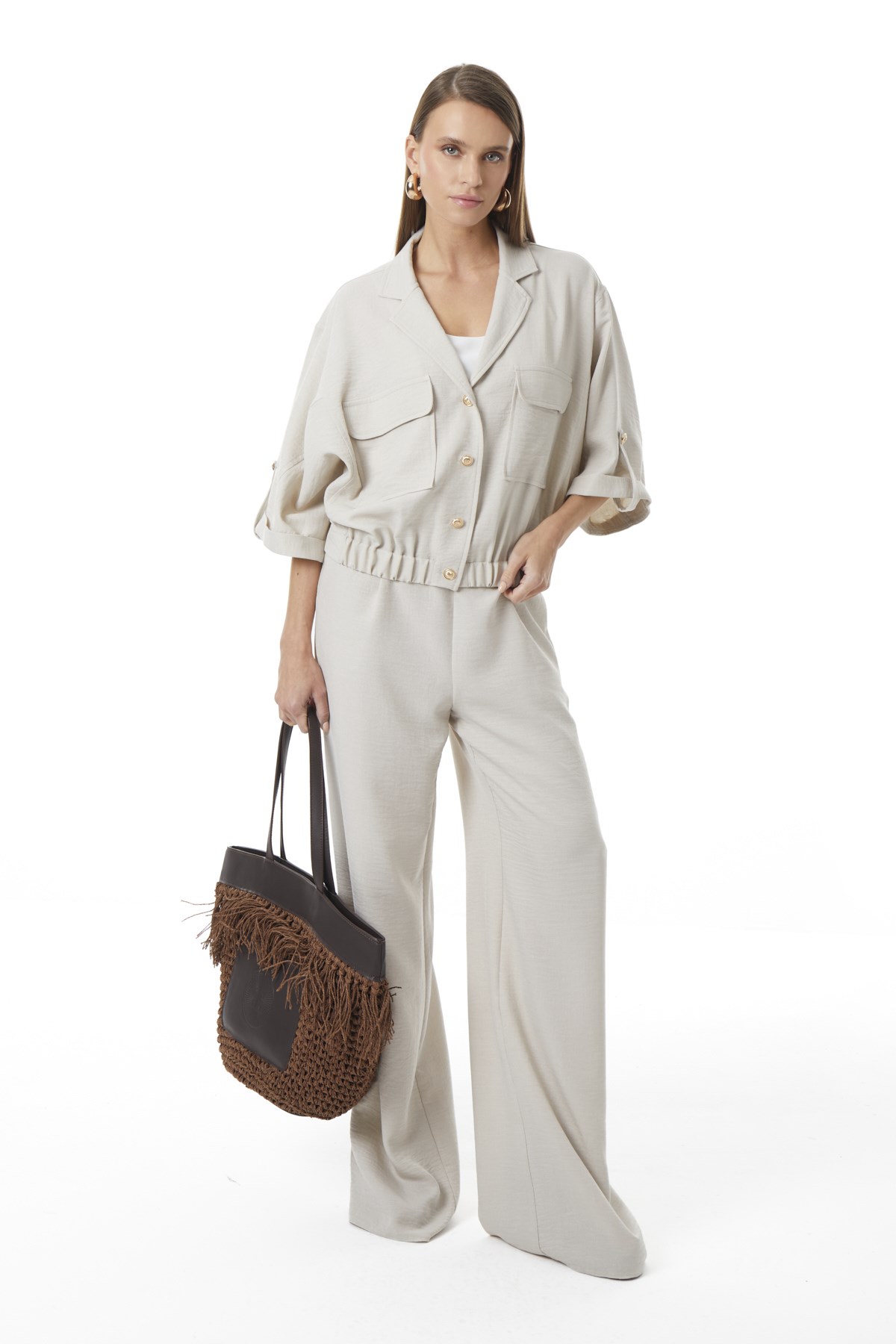 Önden Düğmeli Truvakar Kollu Bluz