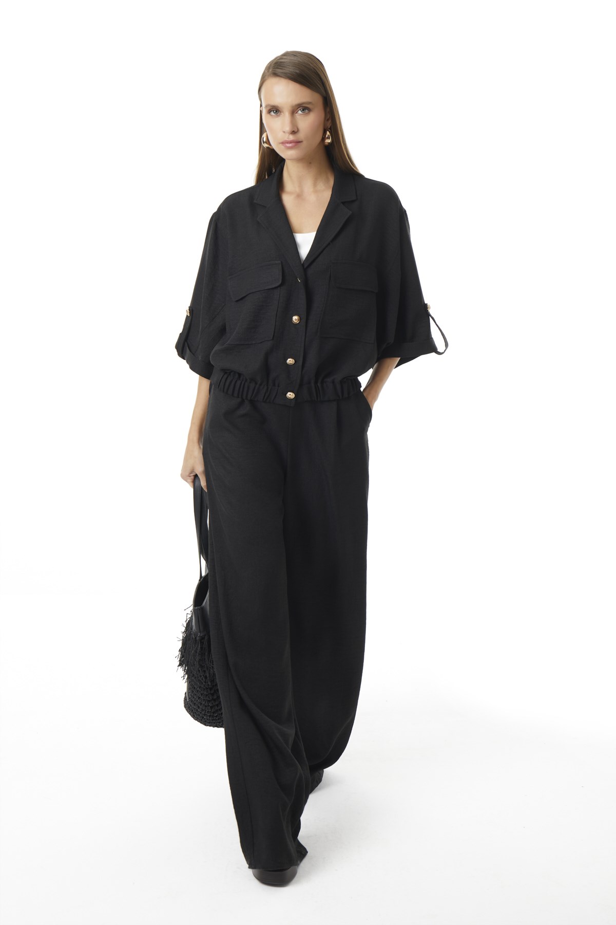 Önden Düğmeli Truvakar Kollu Bluz