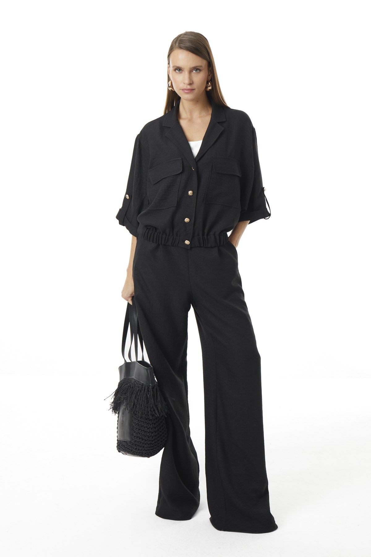 Önden Düğmeli Truvakar Kollu Bluz