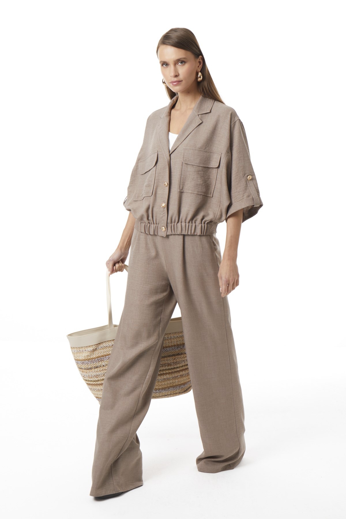 Önden Düğmeli Truvakar Kollu Bluz