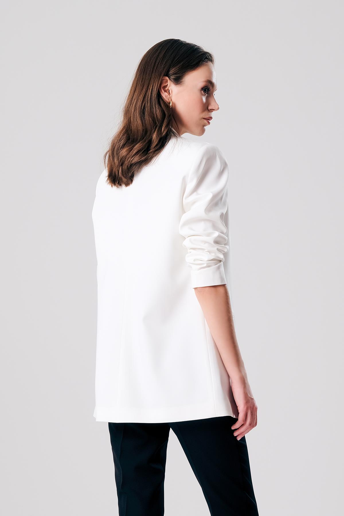 Önü Gold Logo Metal Düğmeli Oversize Ceket