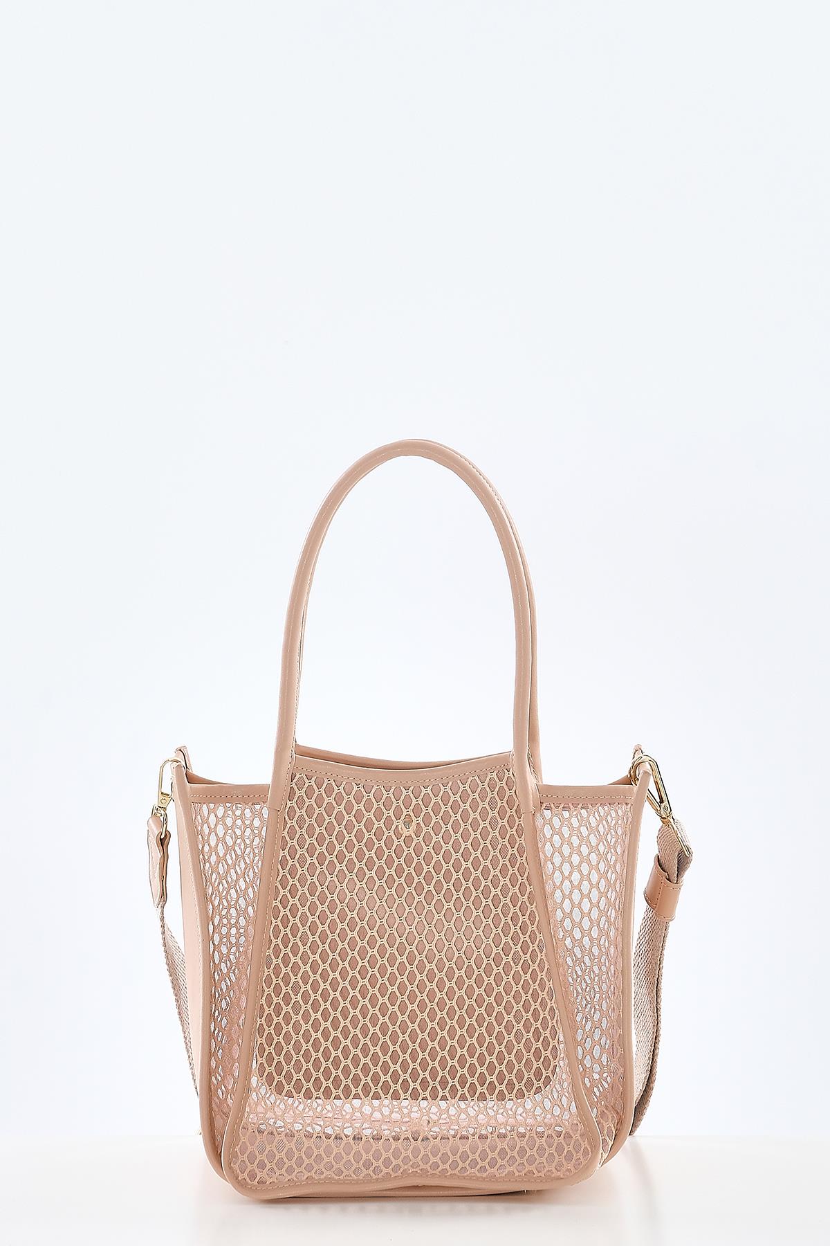 Örgü Desenli, Metal Logolu, Kadın Çanta.