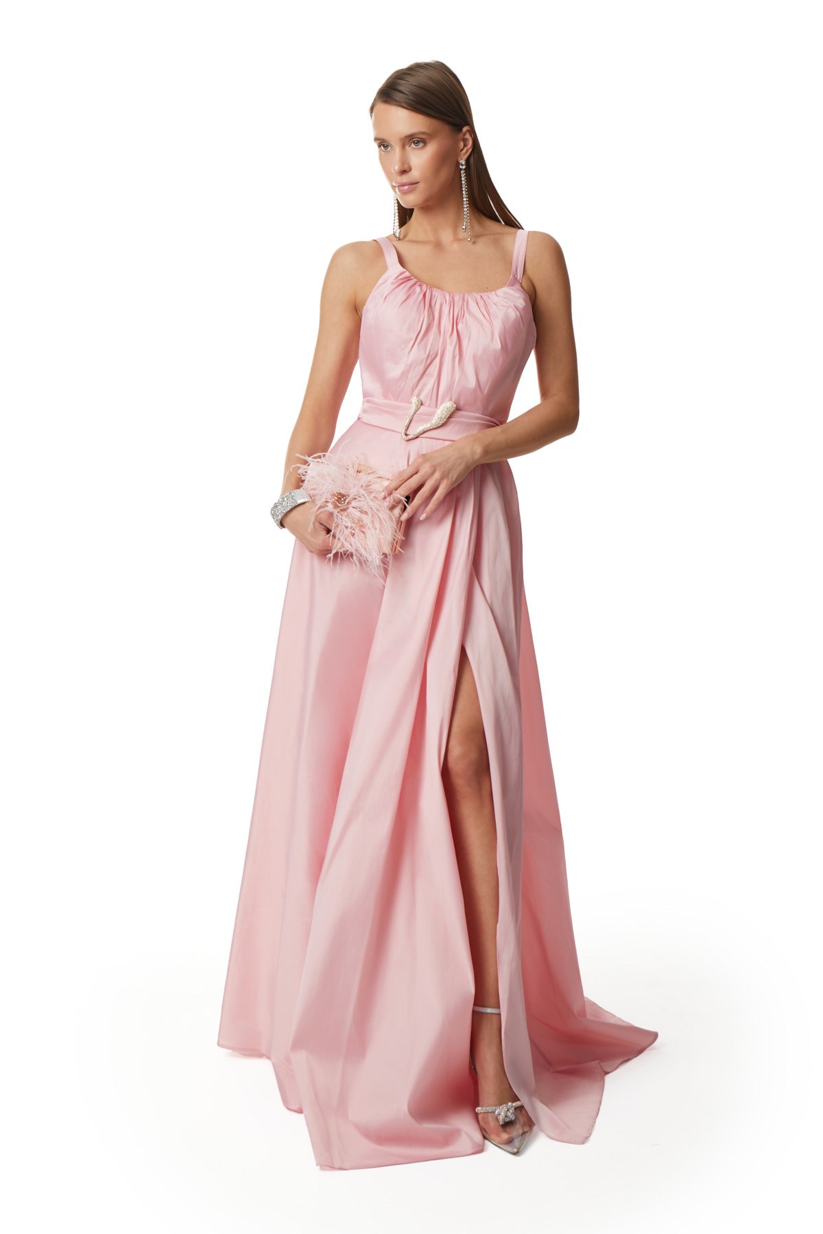 Parlak Dokulu Kloş Maxi Elbise