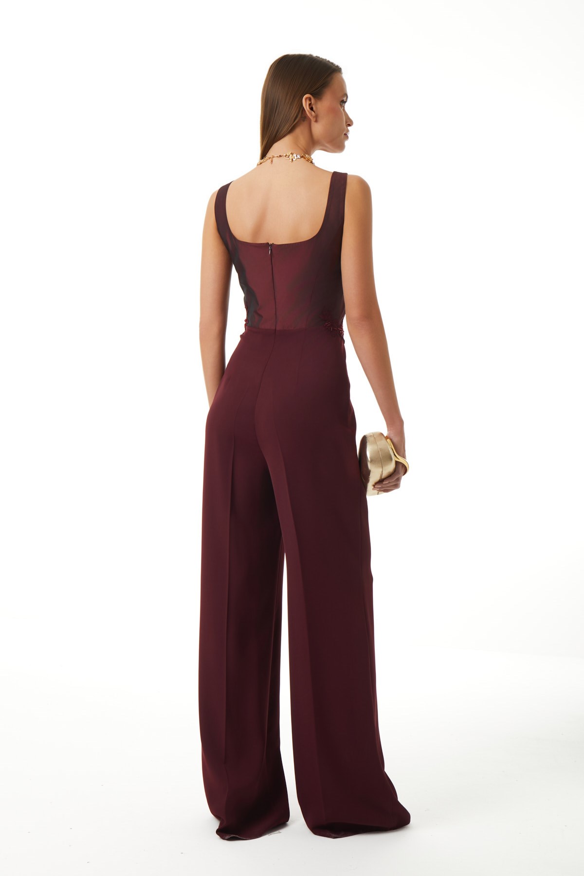 Parlak Dokulu Kontrast Detaylı Tulum