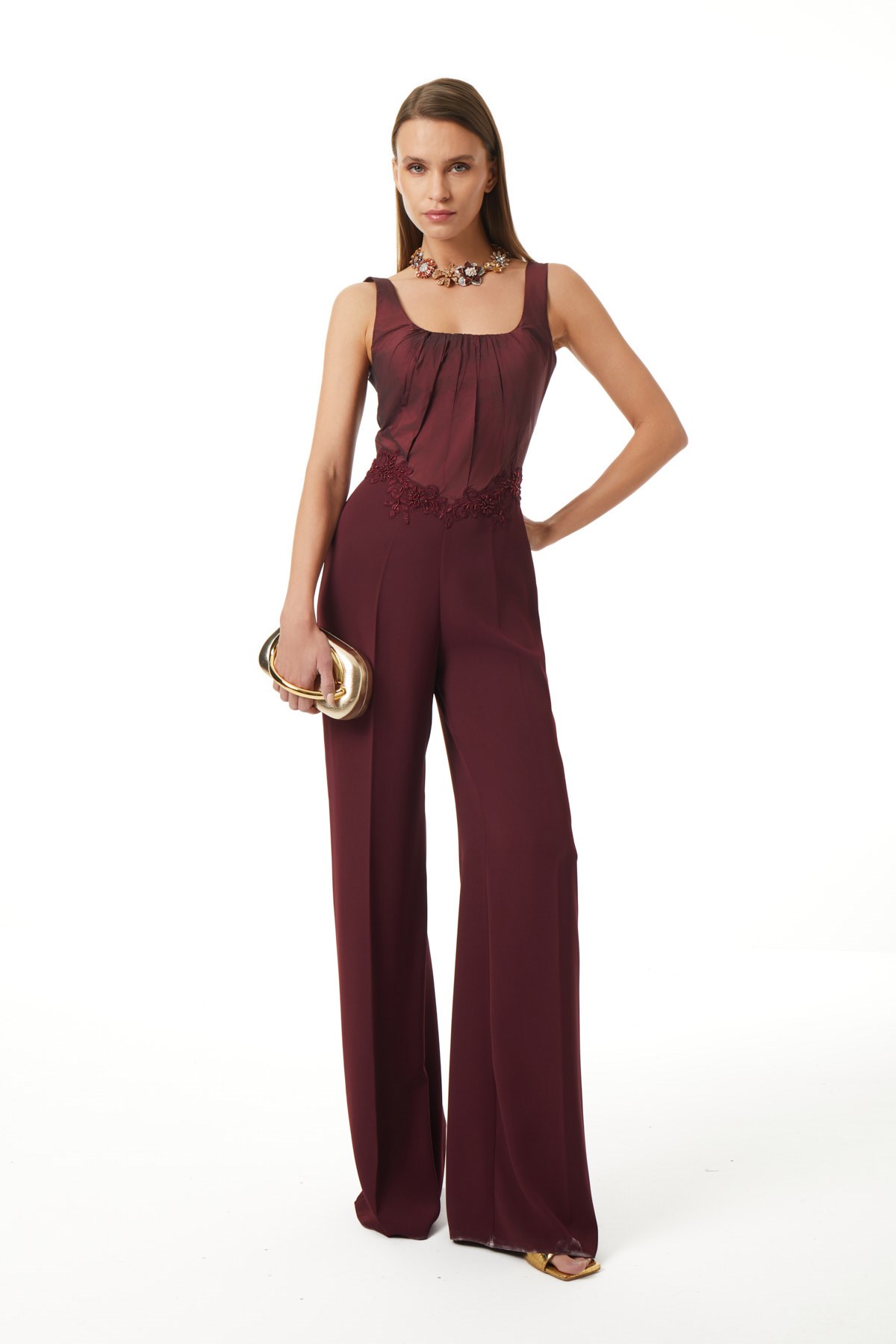 Parlak Dokulu Kontrast Detaylı Tulum