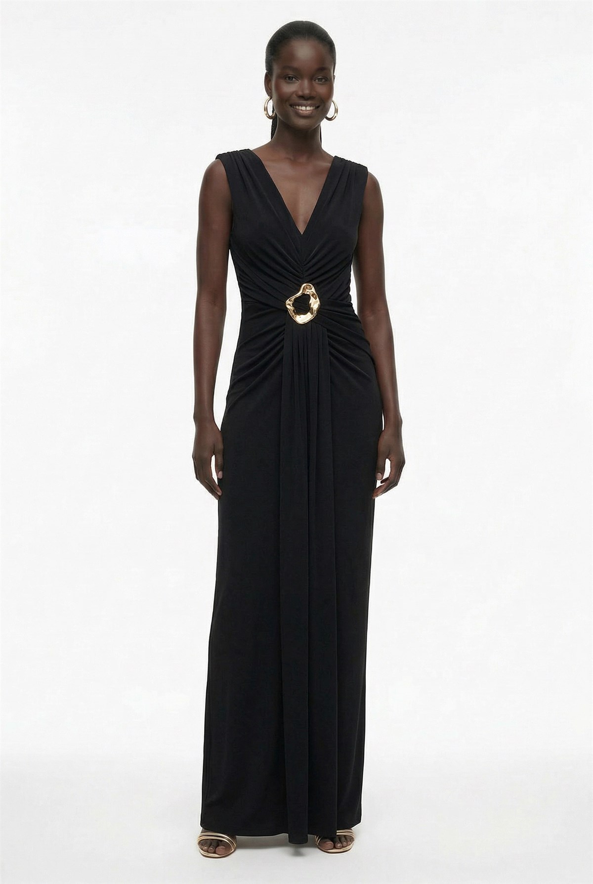 Parlak Dokulu Maxi Elbise