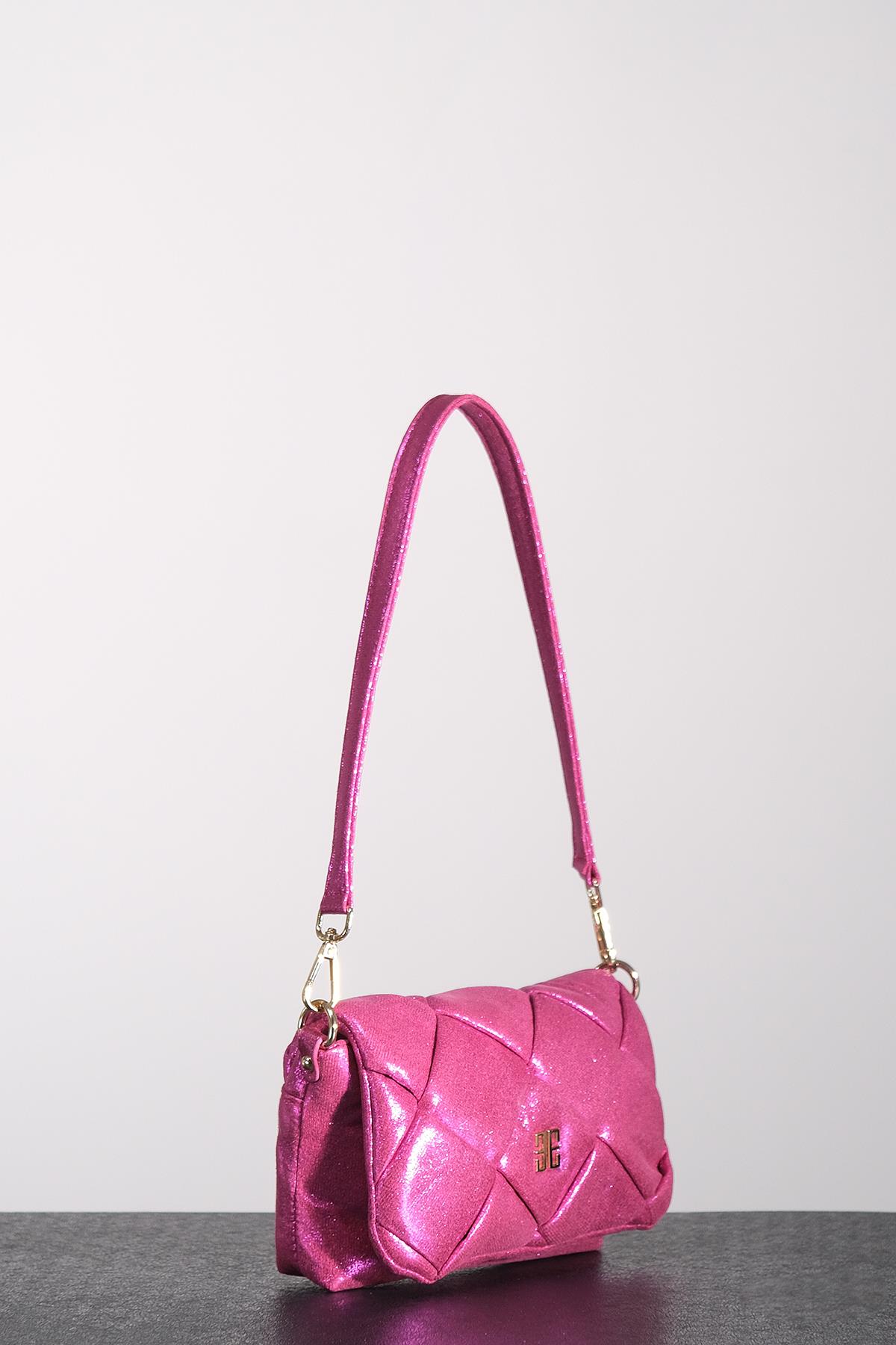 Parlak Özel Deri Mini Puf Abiye Çanta