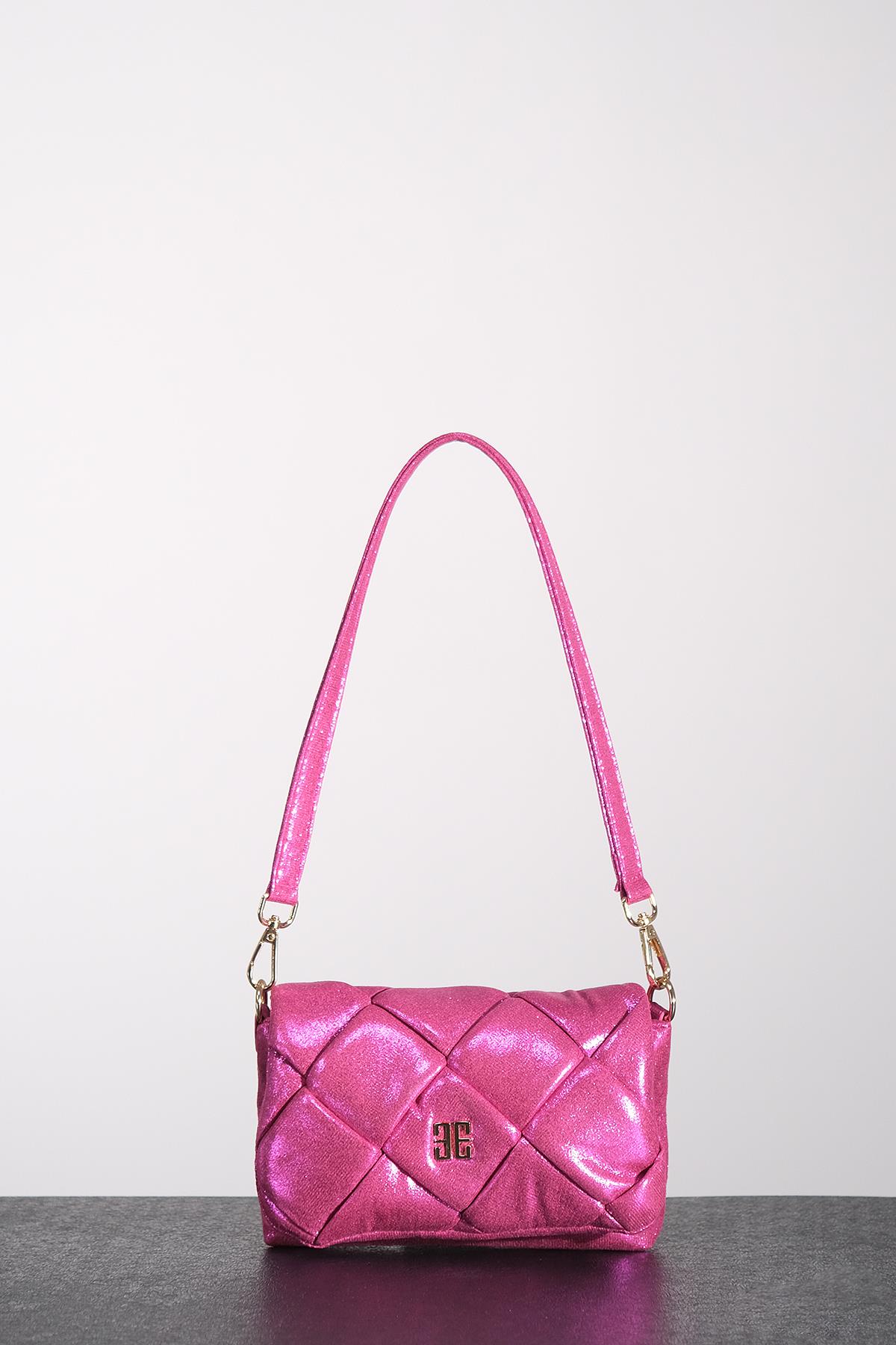 Parlak Özel Deri Mini Puf Abiye Çanta