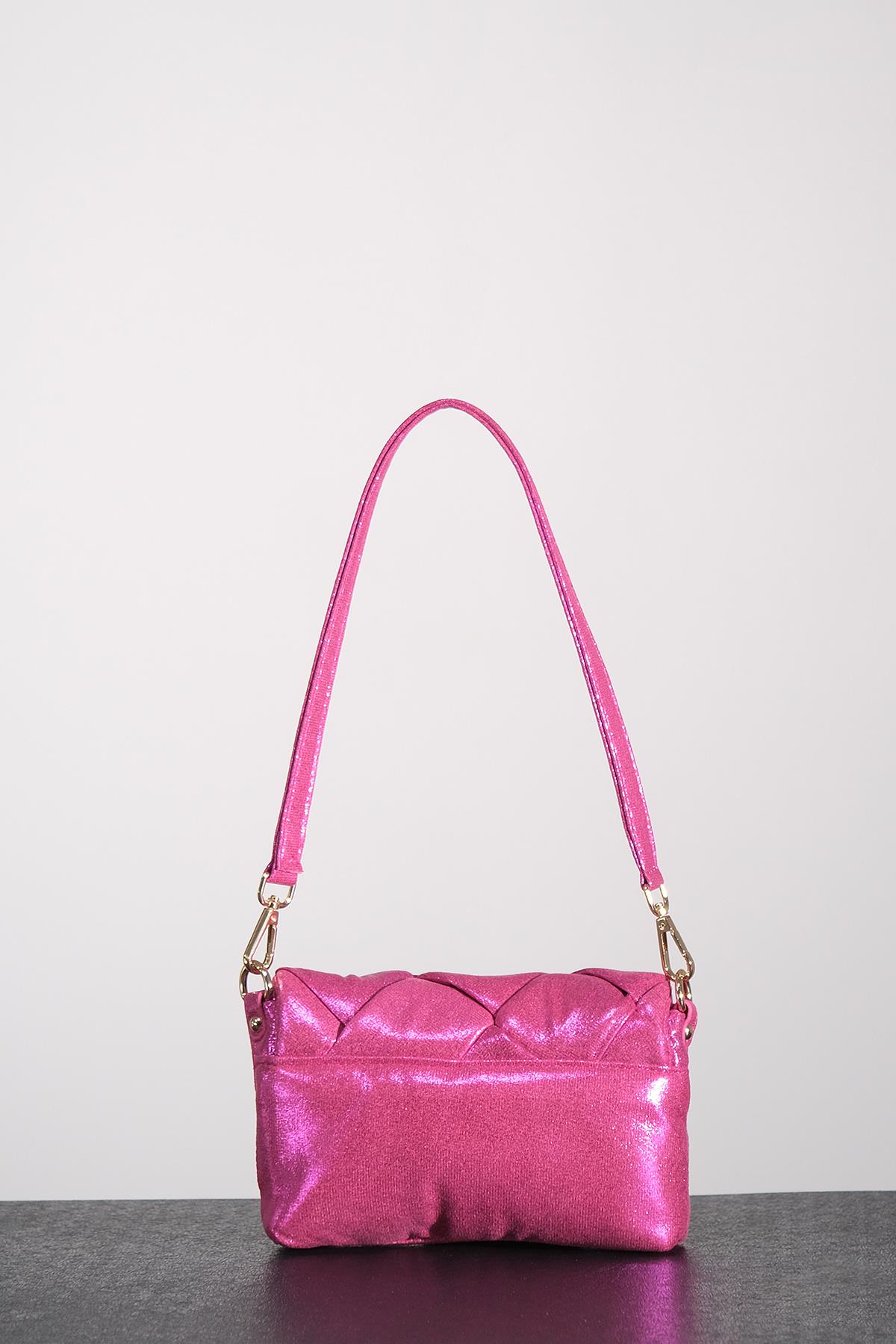 Parlak Özel Deri Mini Puf Abiye Çanta