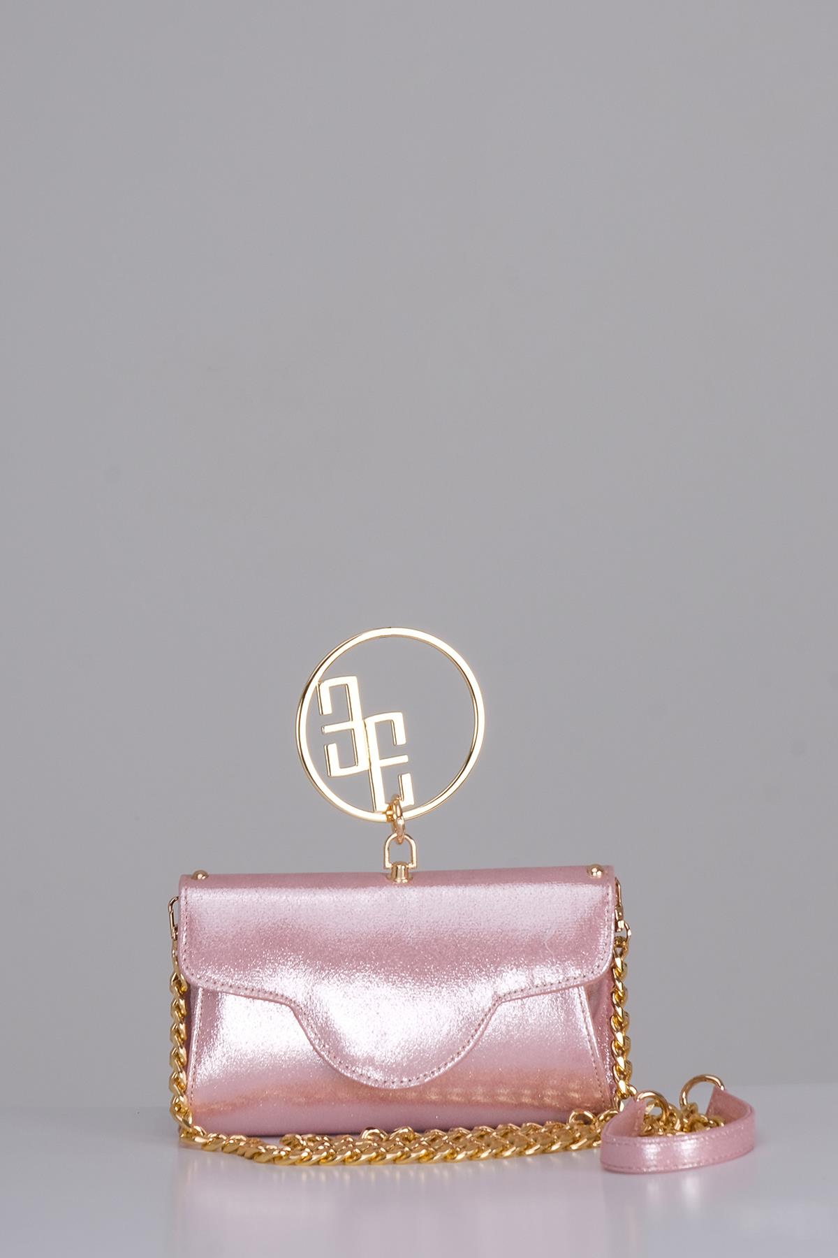 Parlak Özel Derili Mini Abiye Çanta