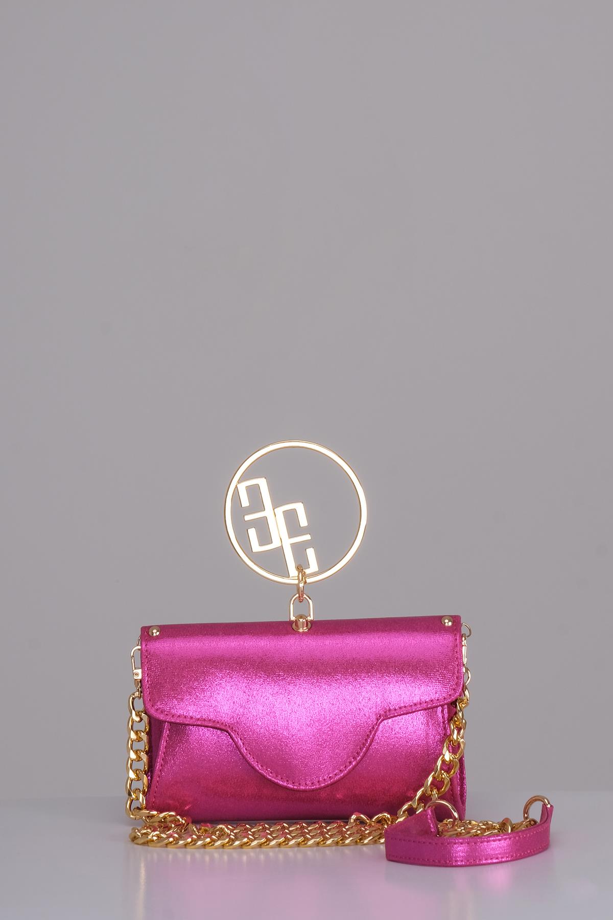 Parlak Özel Derili Mini Abiye Çanta