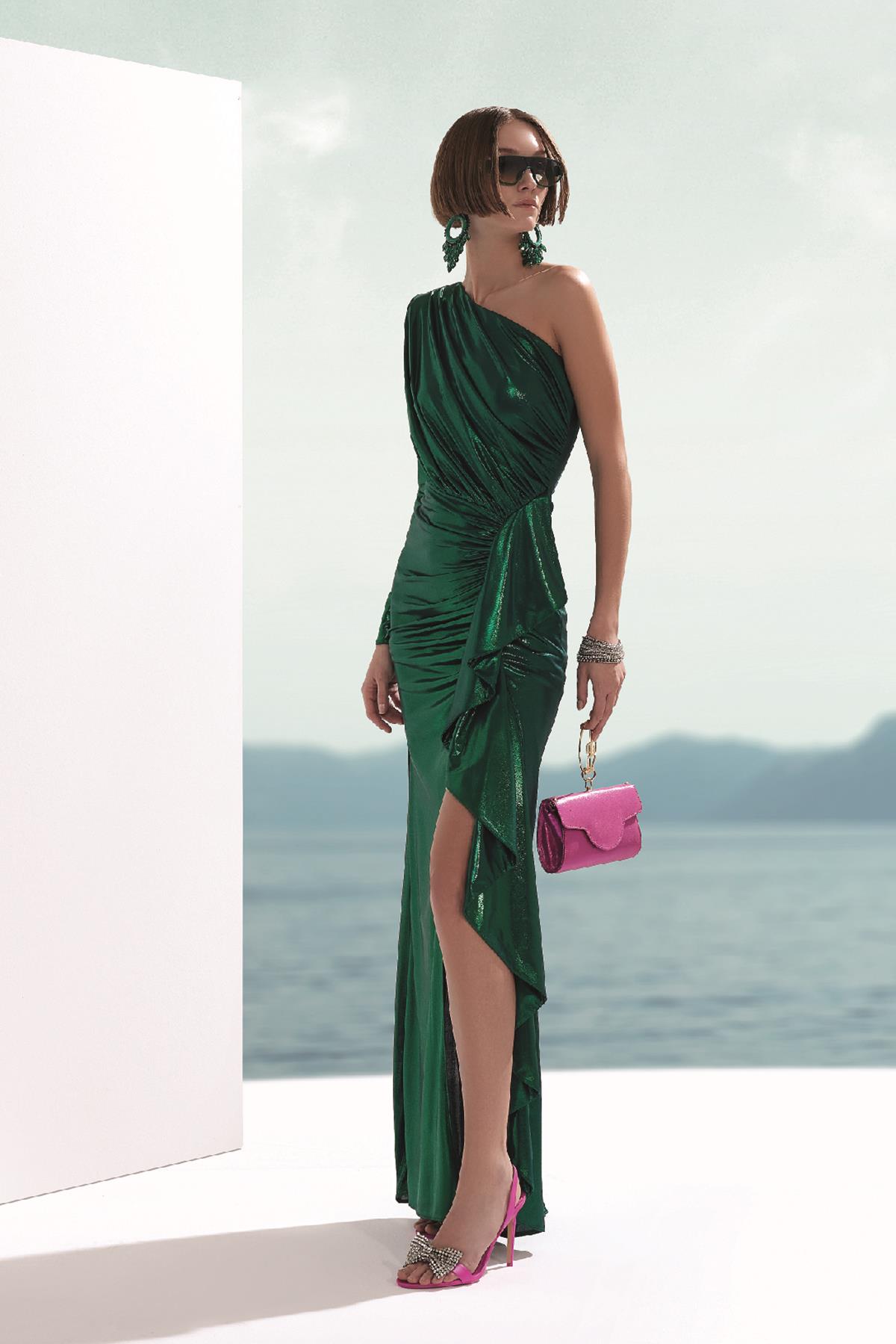 Parlak Özel Derili Mini Abiye Çanta