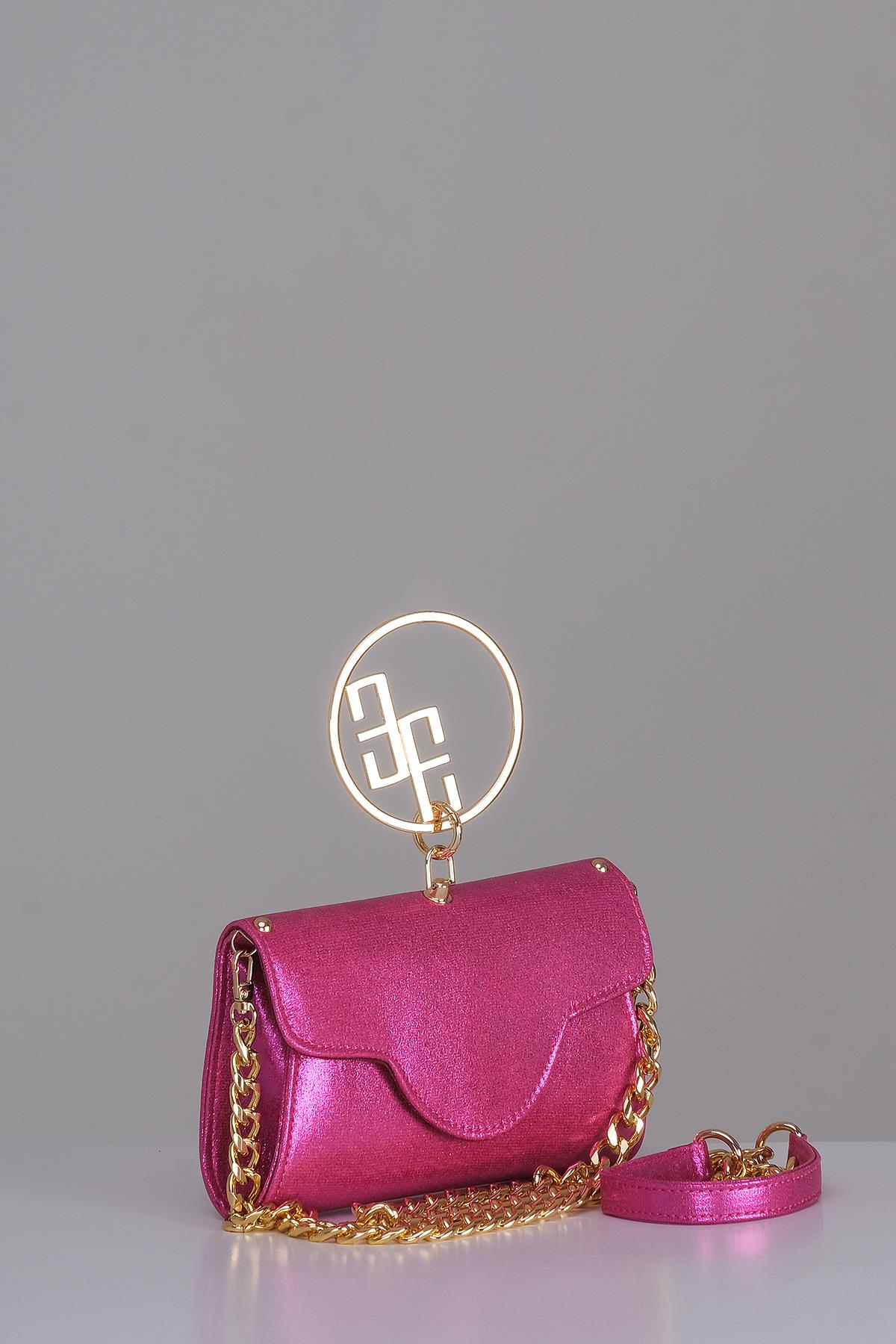 Parlak Özel Derili Mini Abiye Çanta