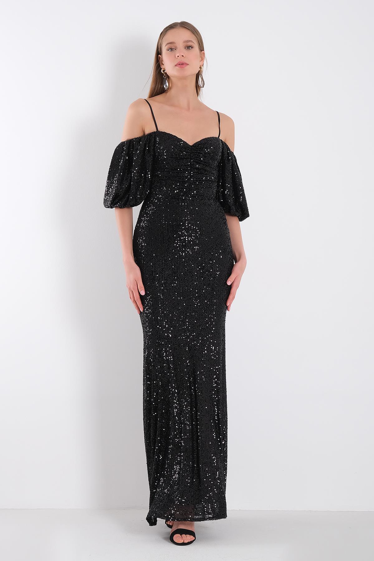 Payet Askılı Maksi Elbise