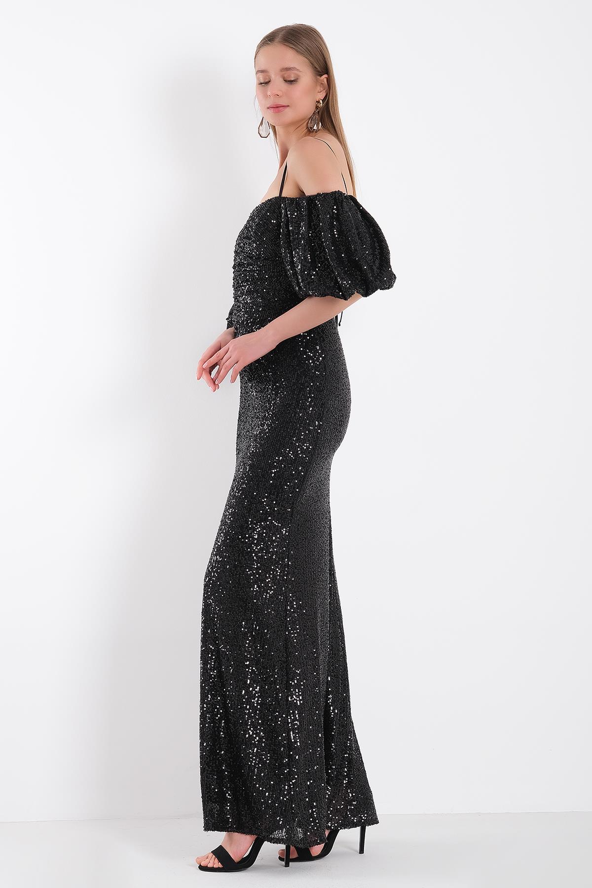 Payet Askılı Maksi Elbise