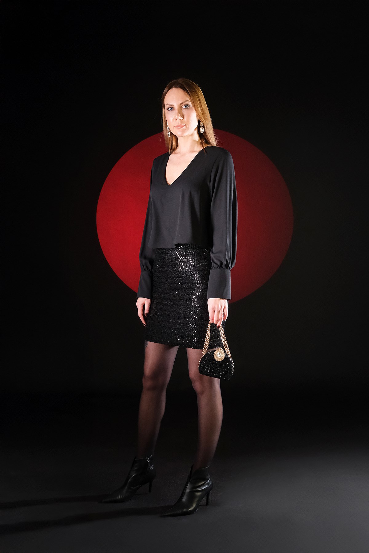 Payet Garnili Şık Abiye Elbıse