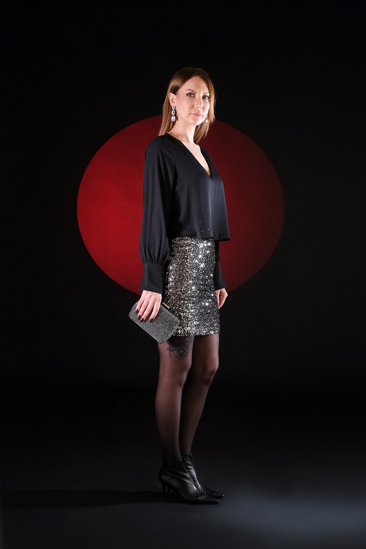 Payet Garnili Şık Abiye Elbıse