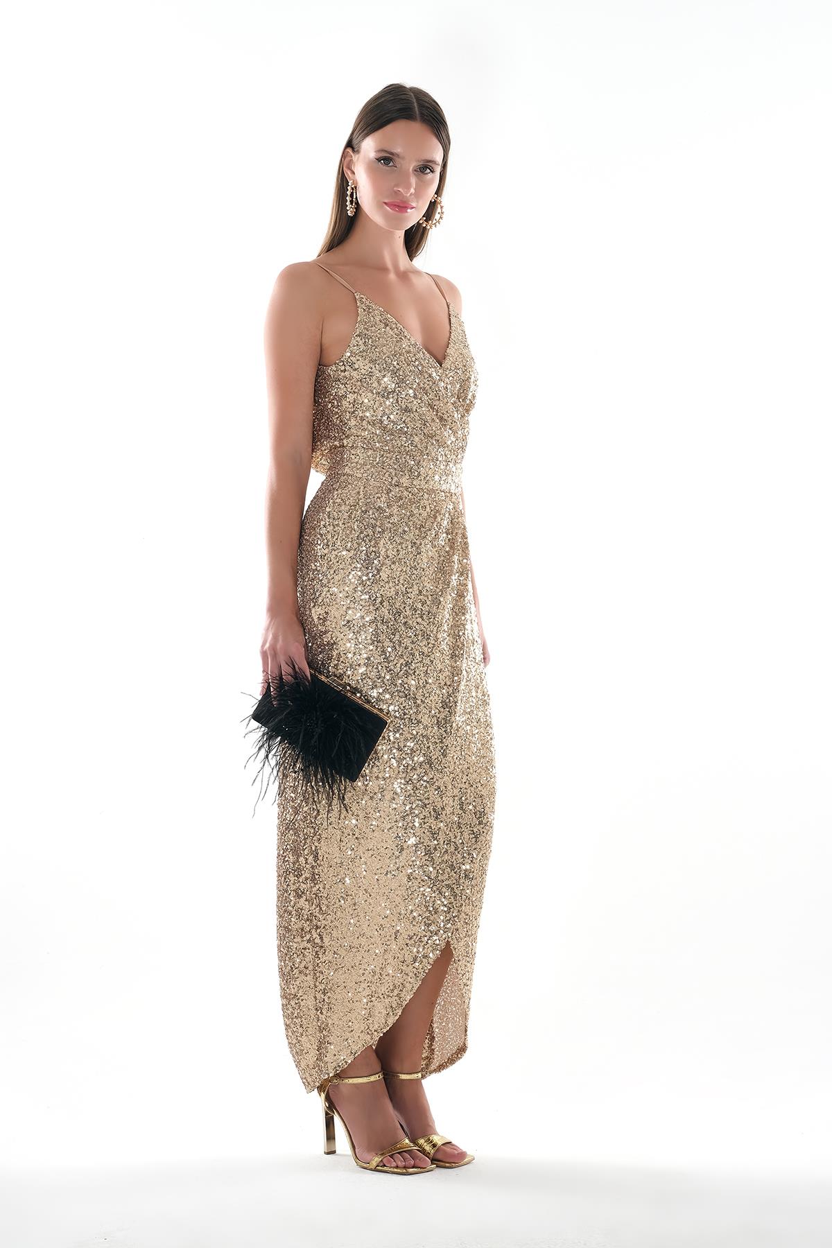 Anvelop Etekli Maksi Boy Abiye Elbise