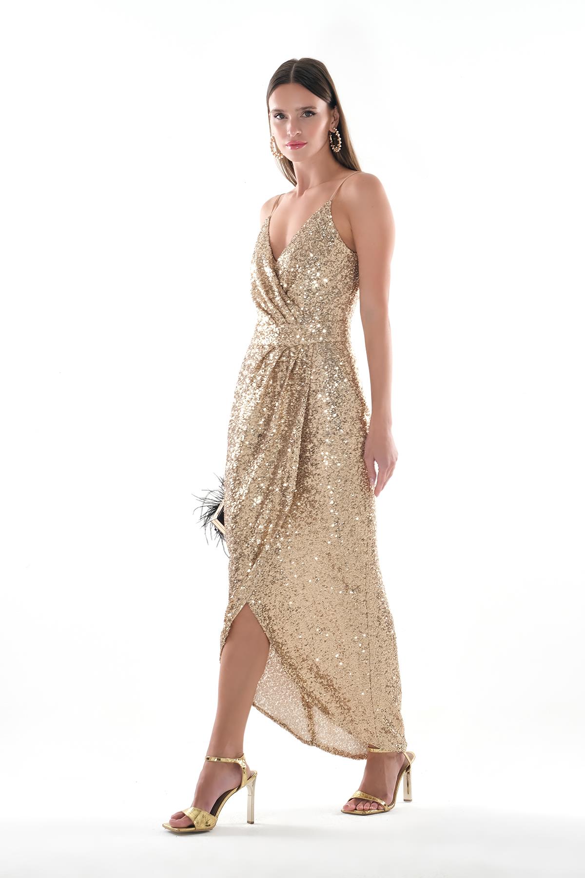 Anvelop Etekli Maksi Boy Abiye Elbise