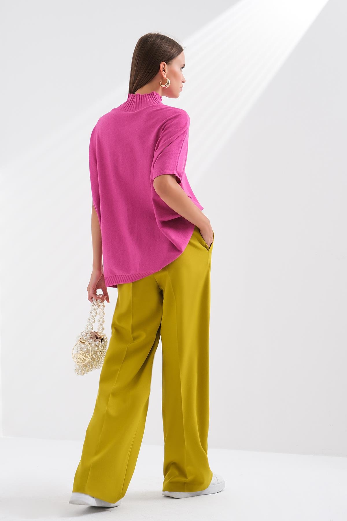 Pensli Yüksek Bel Bol Paça Pantolon