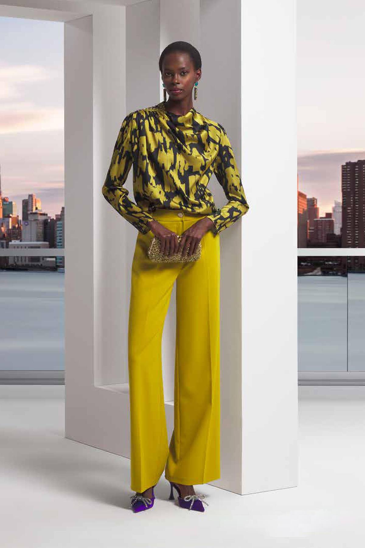 Pensli Yüksek Bel Bol Paça Pantolon