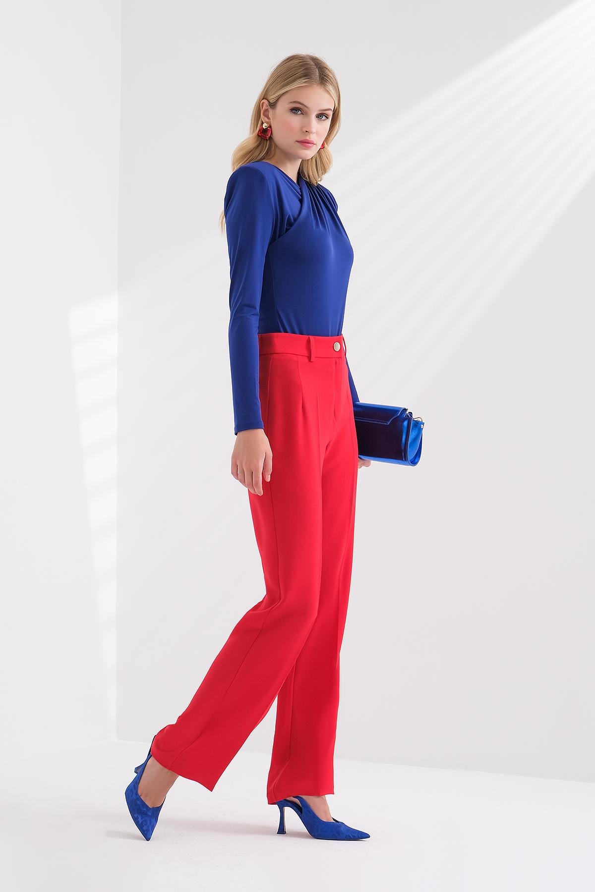 Pensli Yüksek Bel Boru Paça Pantolon