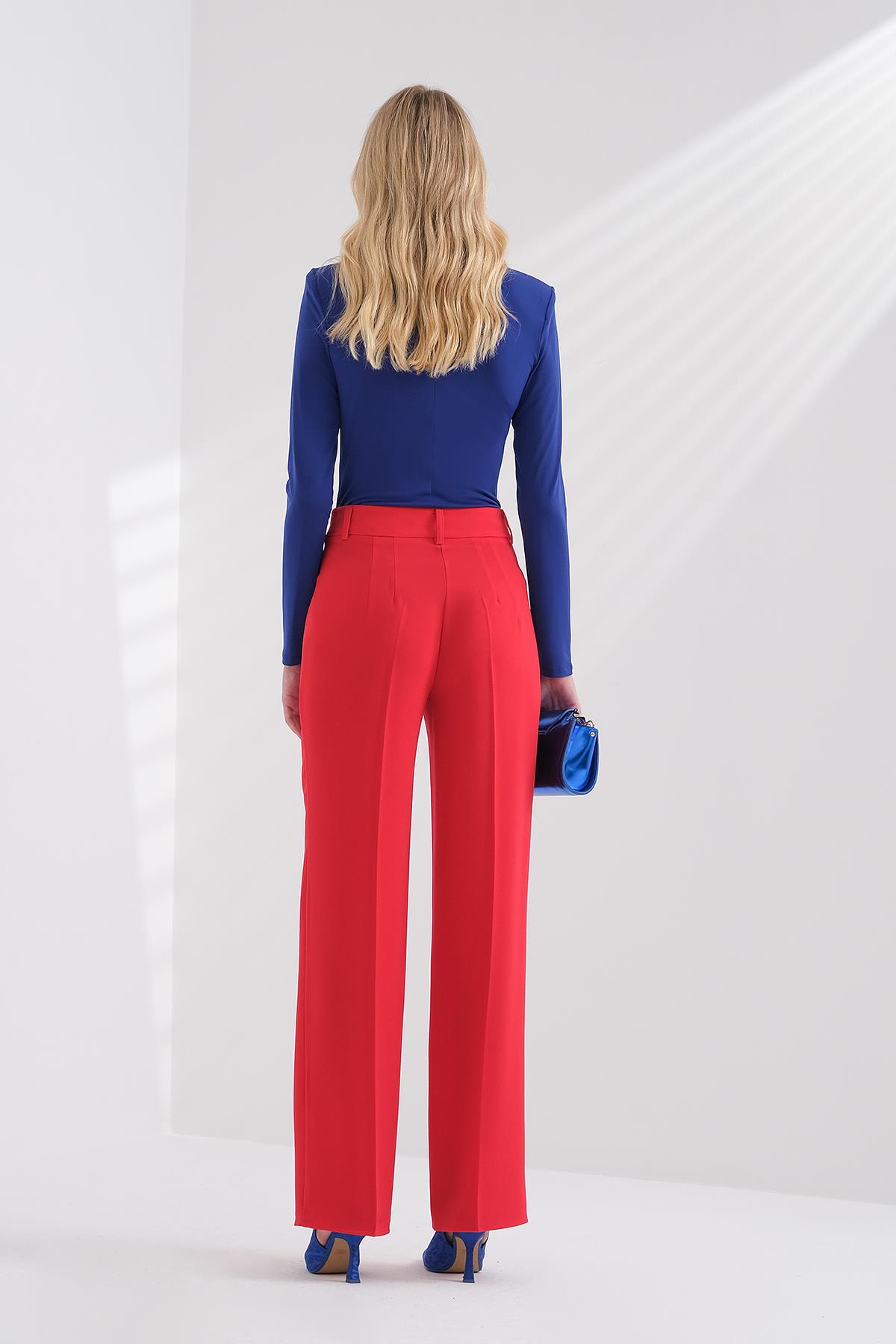 Pensli Yüksek Bel Boru Paça Pantolon