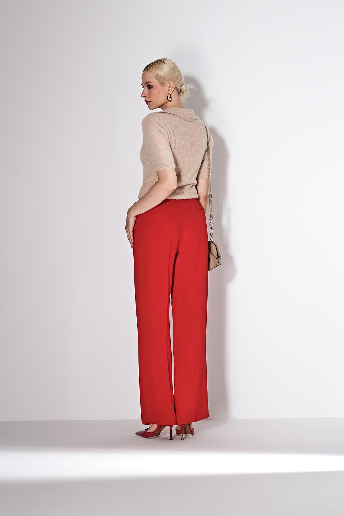 Pilili Yandan Cepli Bol Paça Pantolon