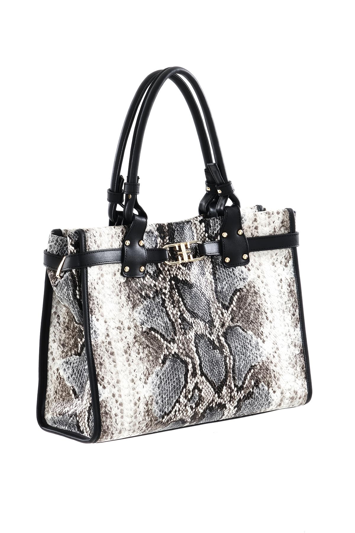 Yılan Desenli Büyük El Omuz Çanta