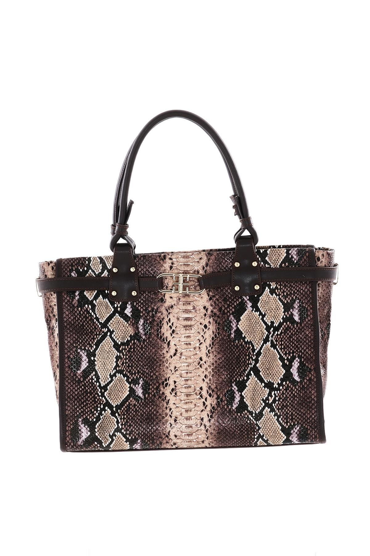 Yılan Desenli Büyük El Omuz Çanta