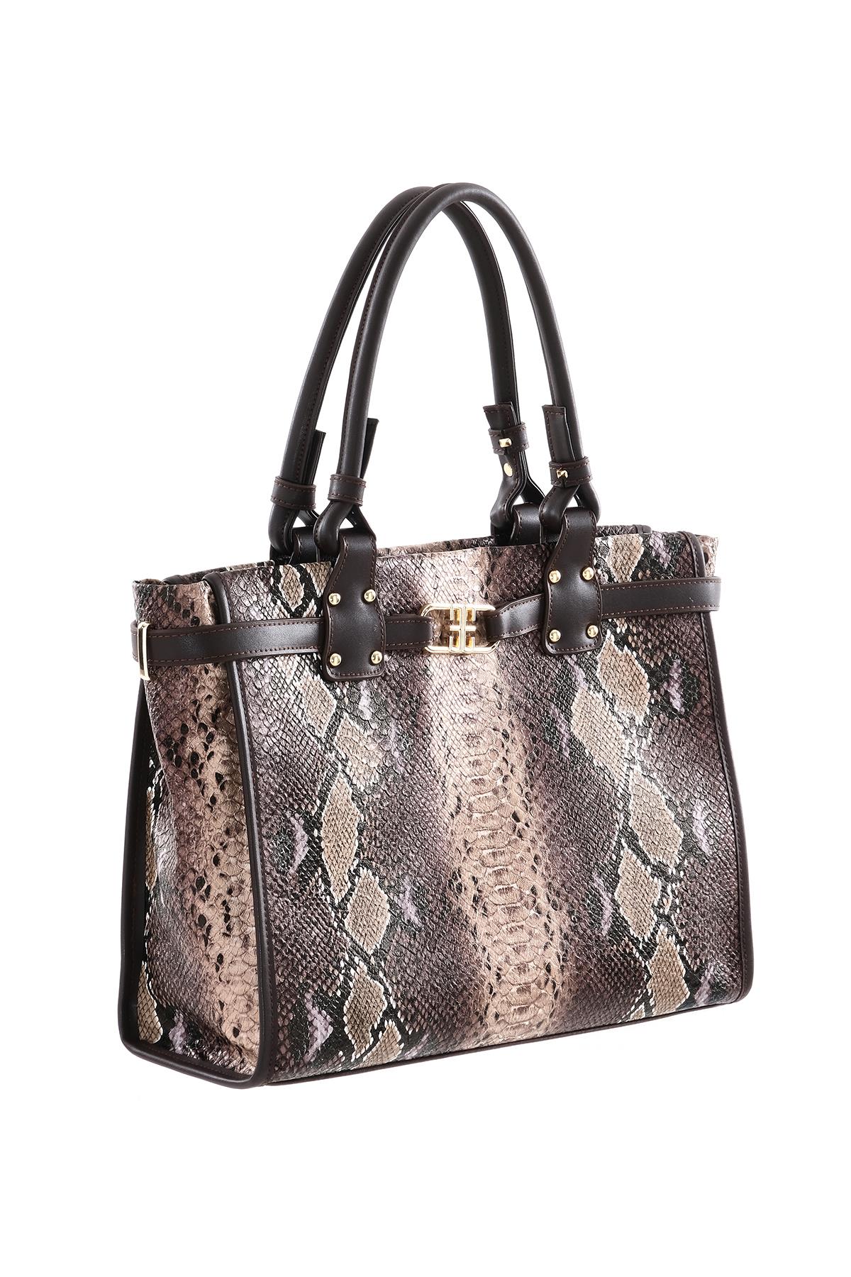 Yılan Desenli Büyük El Omuz Çanta