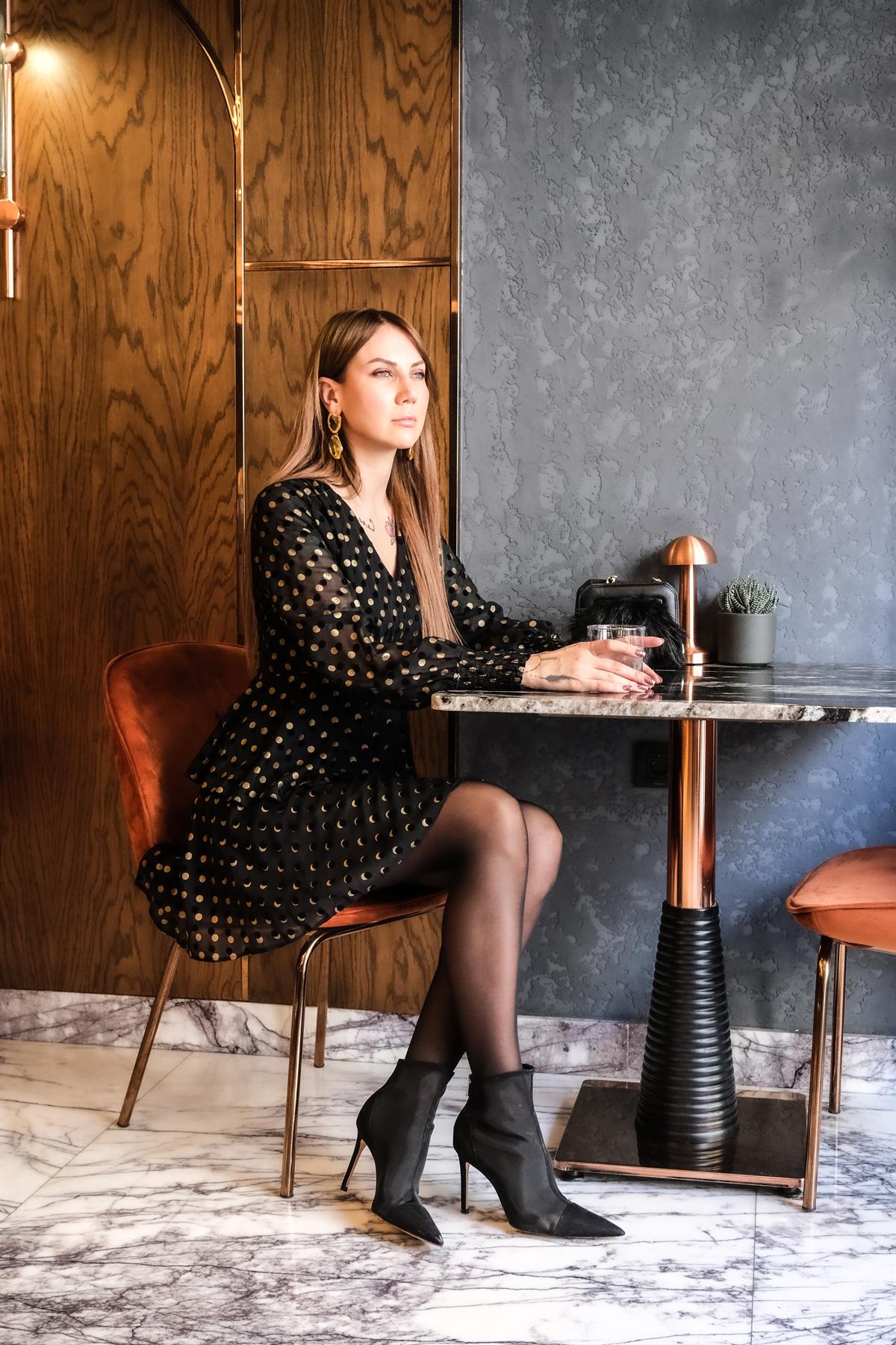 Puantiye Desenli Mini Elbise